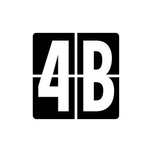 Schwarz-weißes Logo mit den Buchstaben A und B, getrennt durch eine horizontale Linie