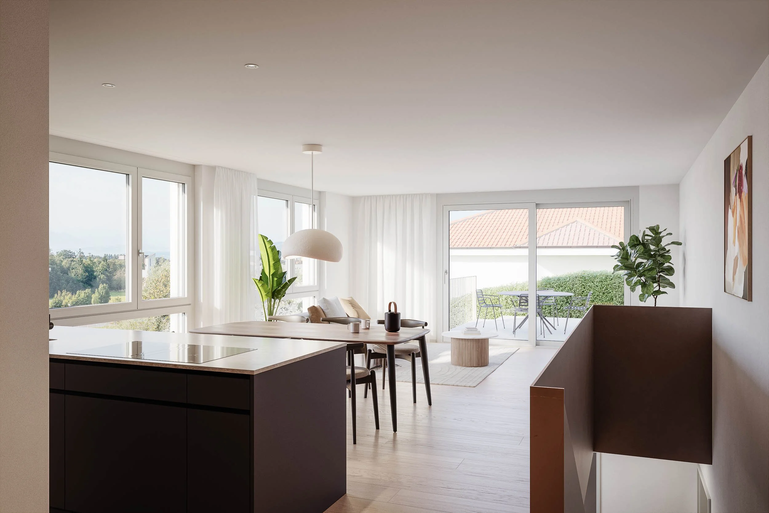 Gartenwohnung, Küche und Essbereich