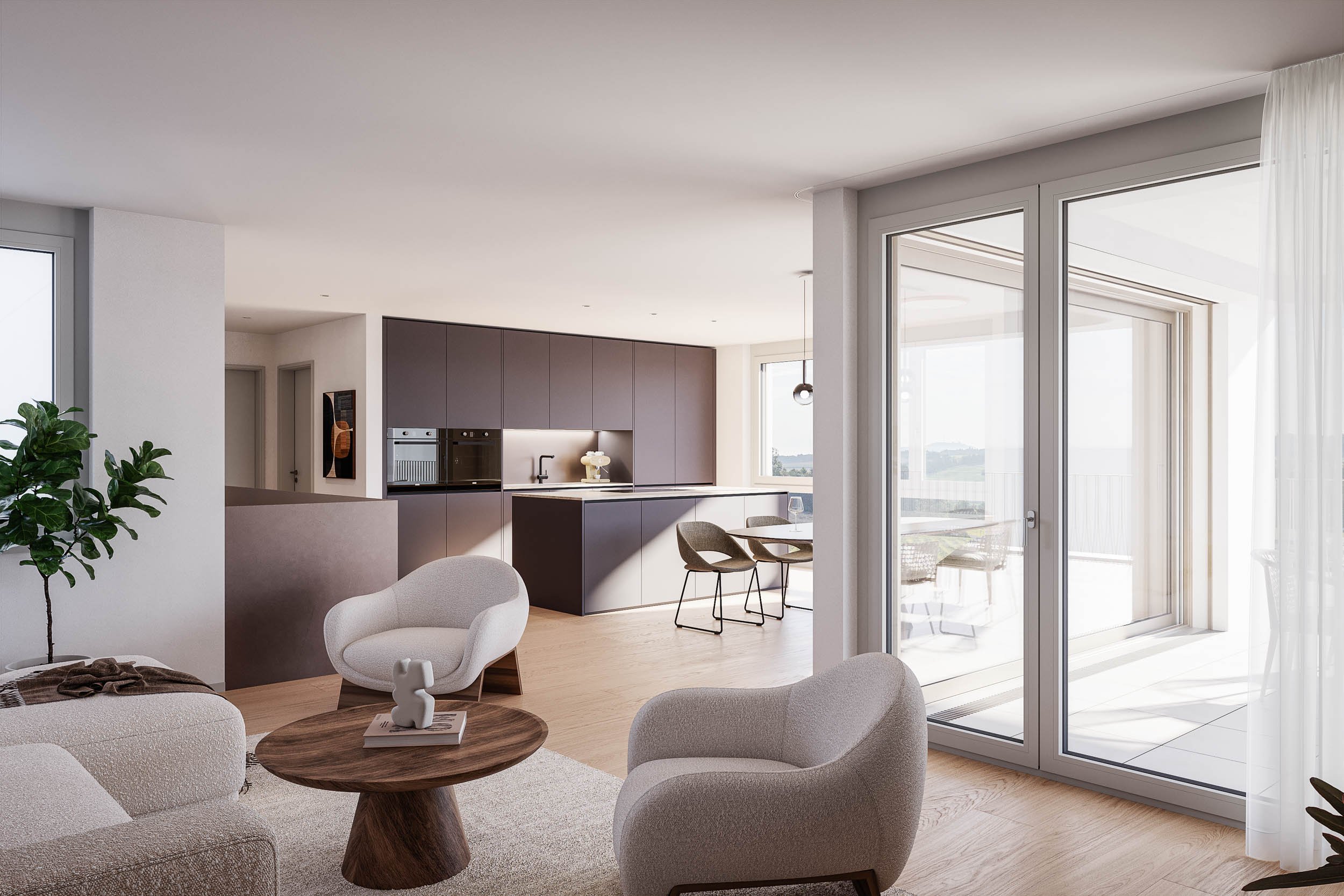 Attikawohnung, Küche, Essen, Wohnen, Terrasse