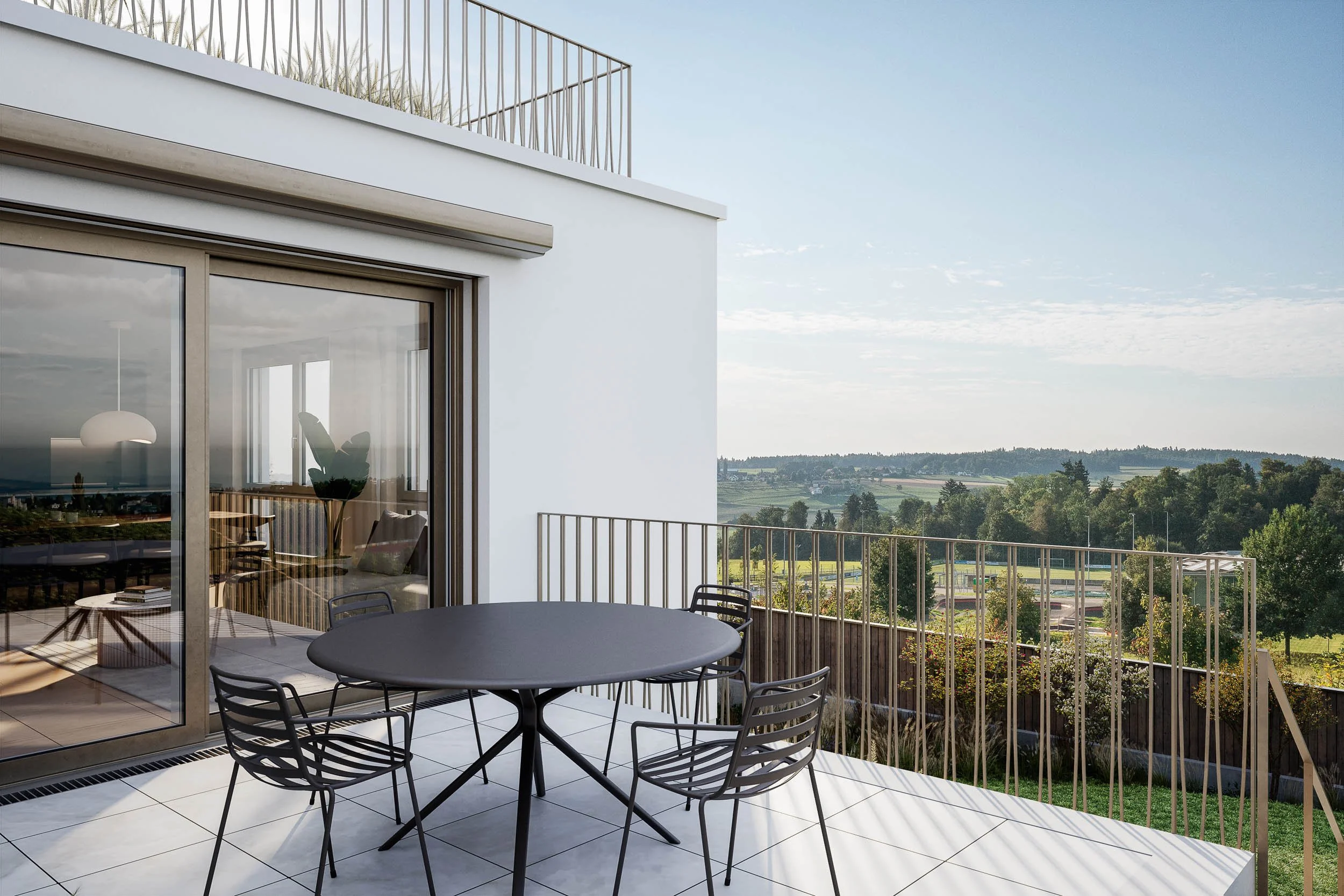 Gartenwohnung, Sitzplatz, Blick Richtung Friedlisberg (Osten)