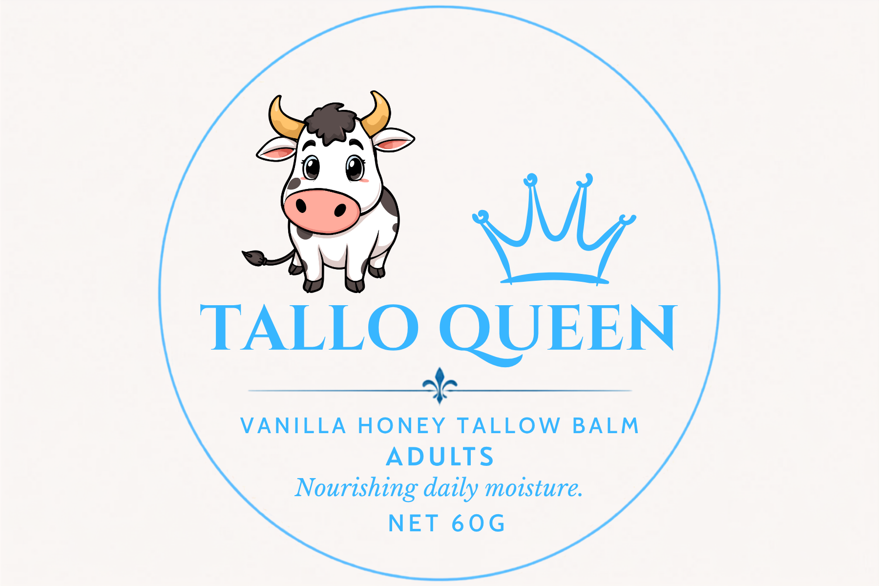 Vanilla Honey Tallow Balm Adults 60g Front label.png