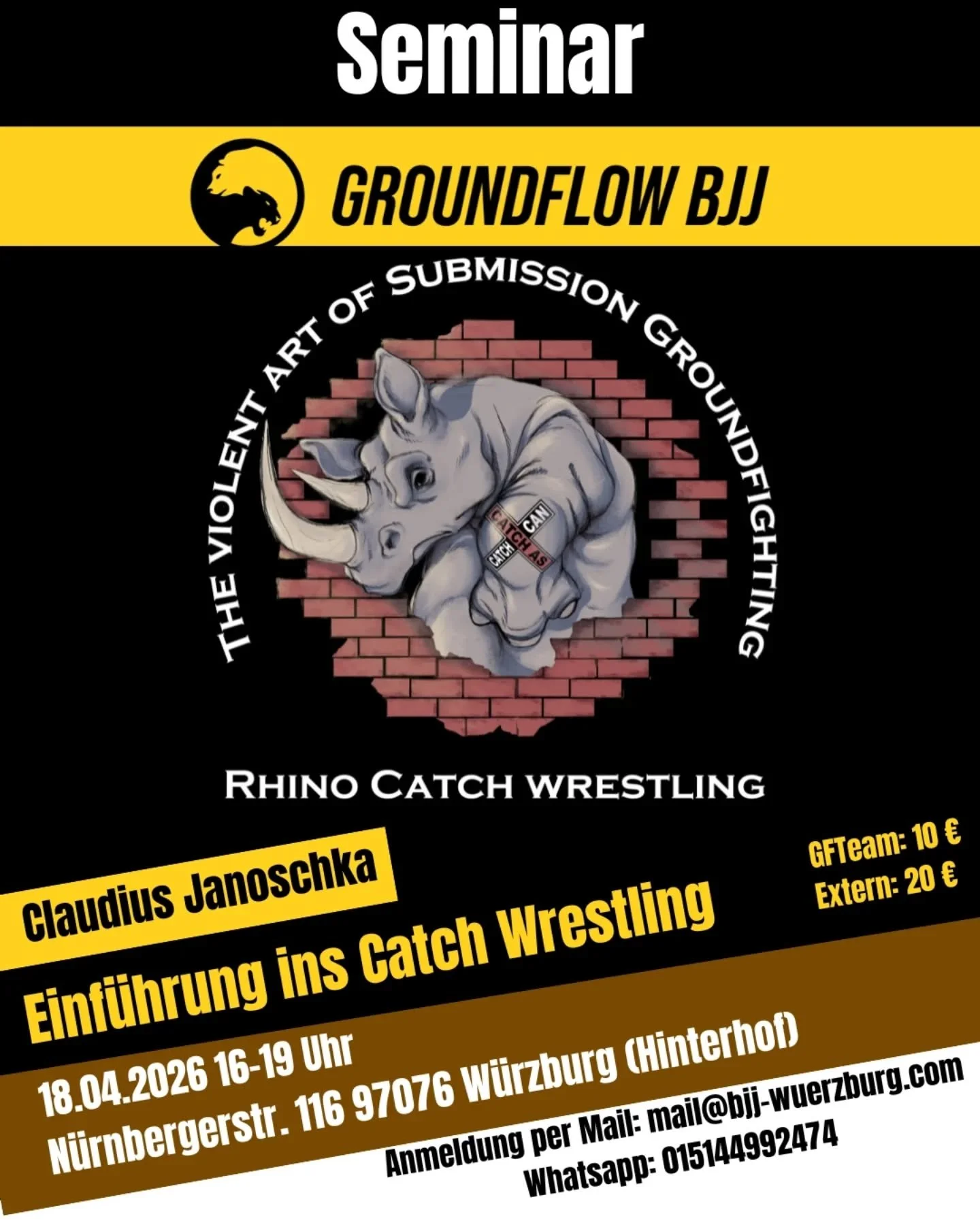 Das n&auml;chste Seminar steht an💪
@cj_rocks wird uns eine Einf&uuml;hrung ins Catch Wrestling geben🙏
Wie immer sind alle Teams herzlich willkommen 😊
.
.
.
.
.
.
.
.
.
.
.
.
.
.
.
.
#w&uuml;rzburg #grappling #catchwrestling #kampfsport #bjj