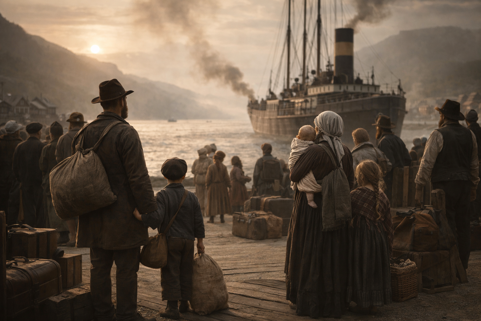 Norsk emigrasjons historie, 1800-tallet, båtreise over Atlanterhavet, sult, overbefolkning, amerikabrev, amerikakoffert