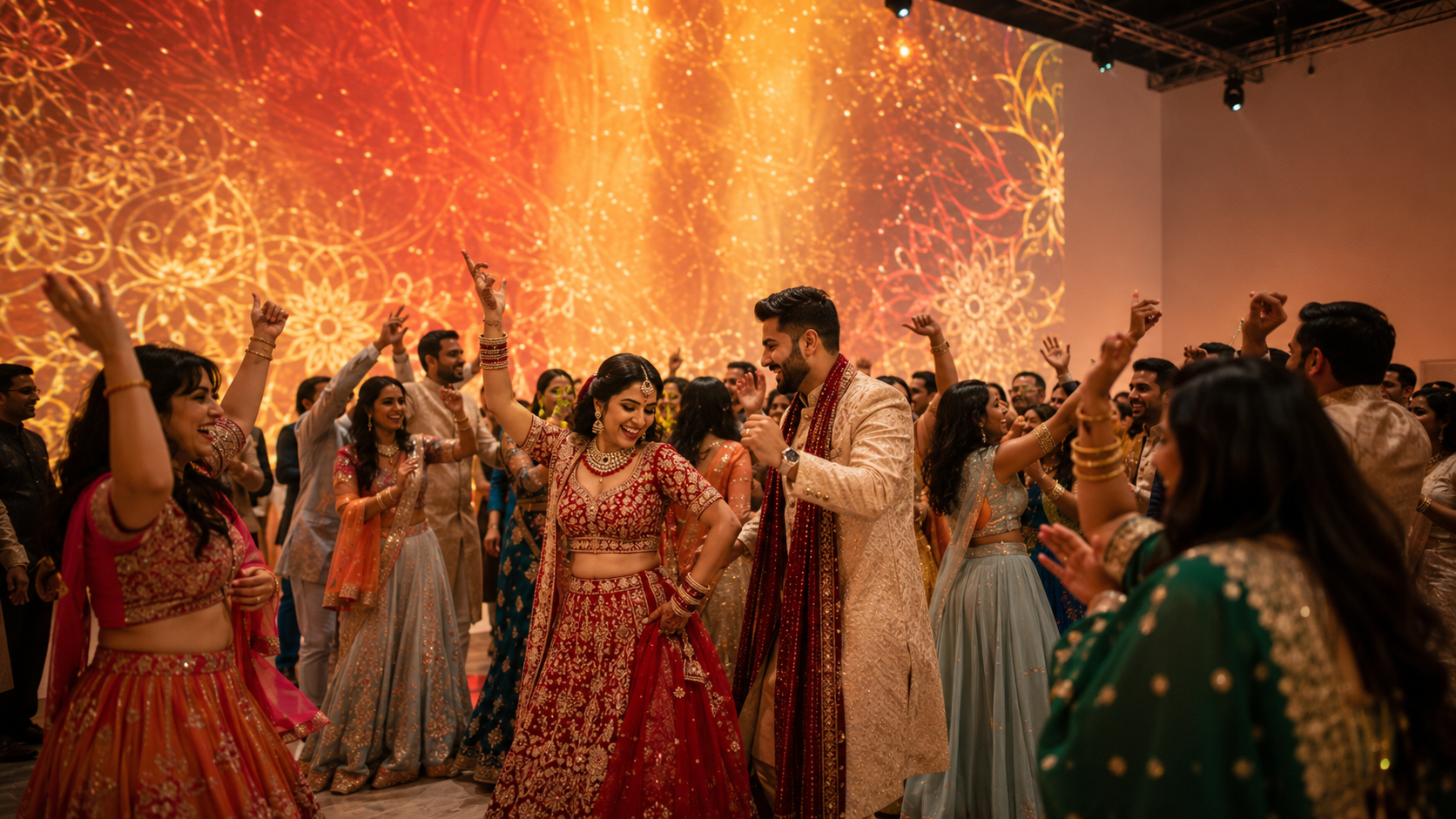 Asian wedding dance celebration