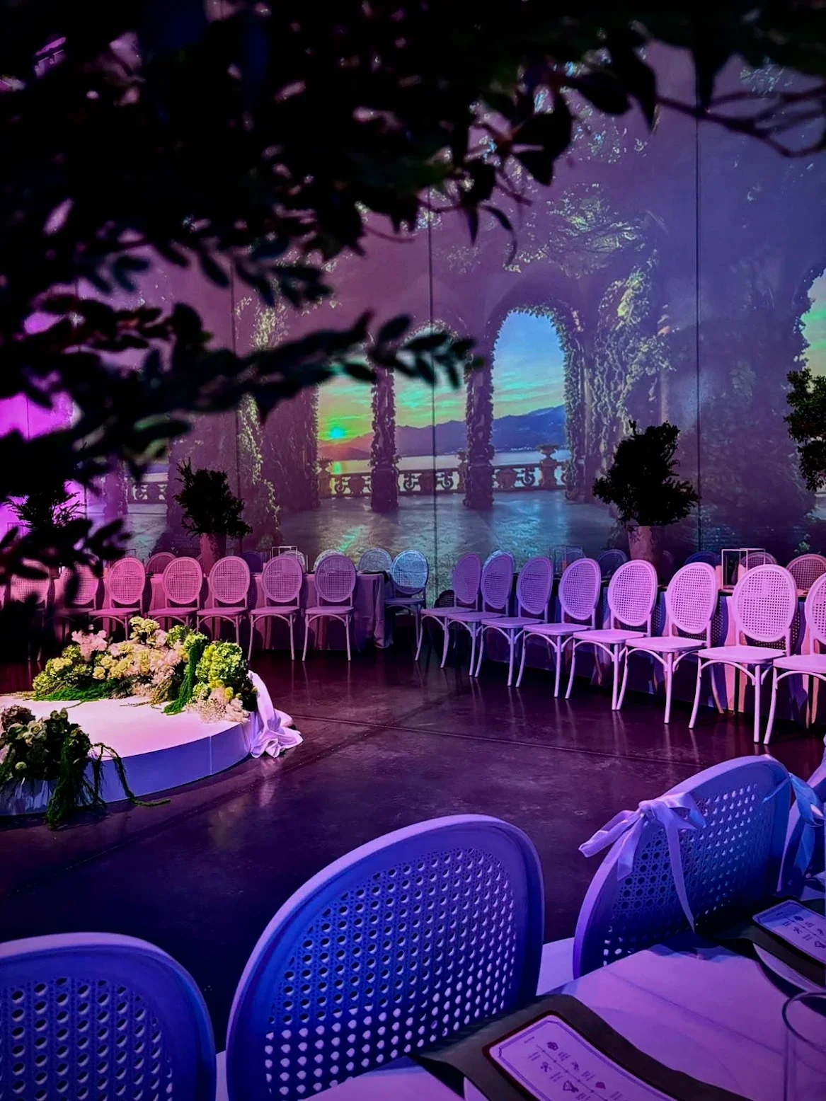 Inside the Casa Blanc event venue as taken during a wedding ceremony.