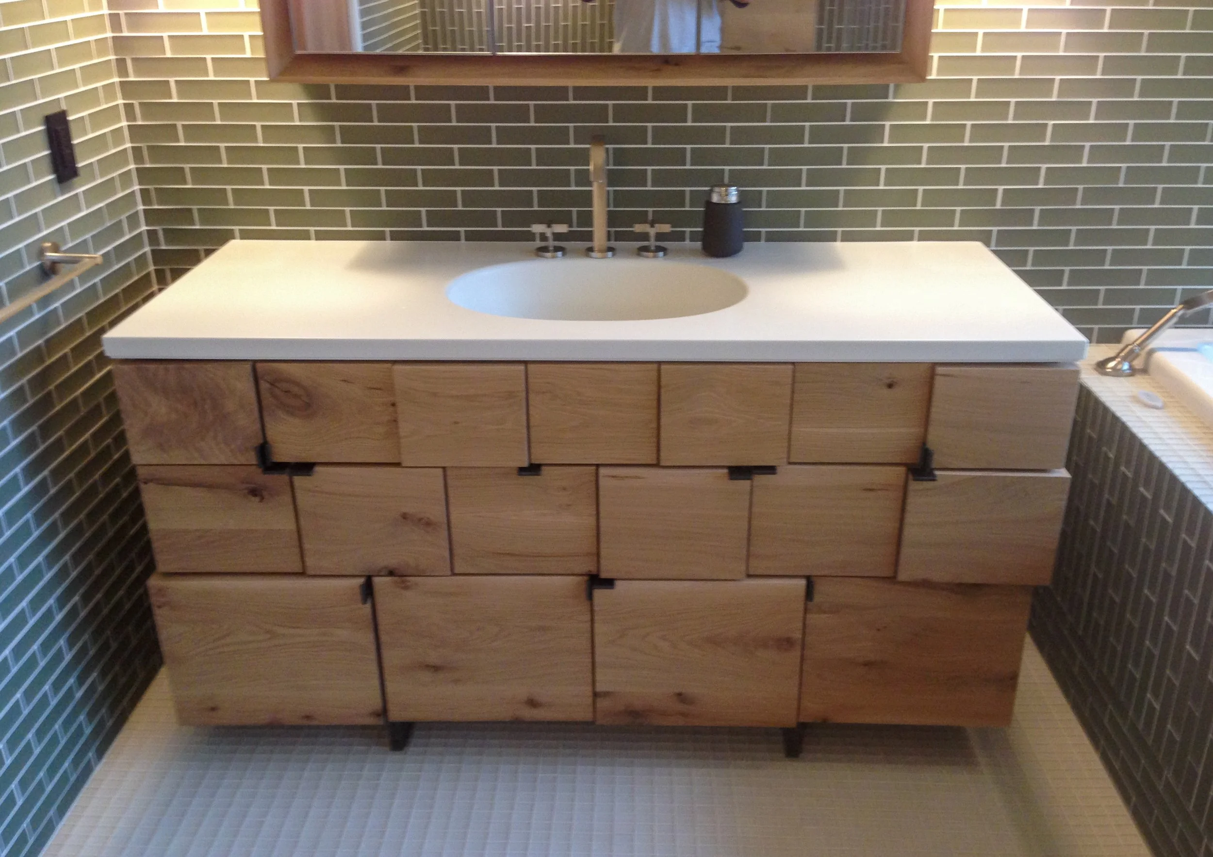 Funky geometric wood vanity 