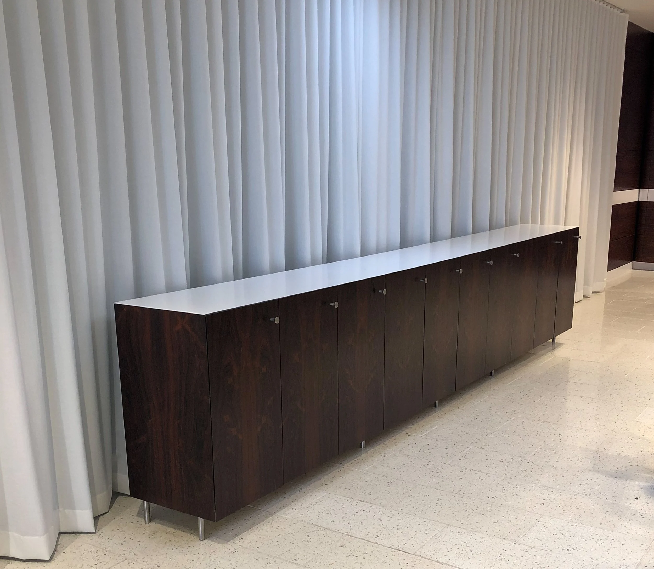 Custom wood long credenza 