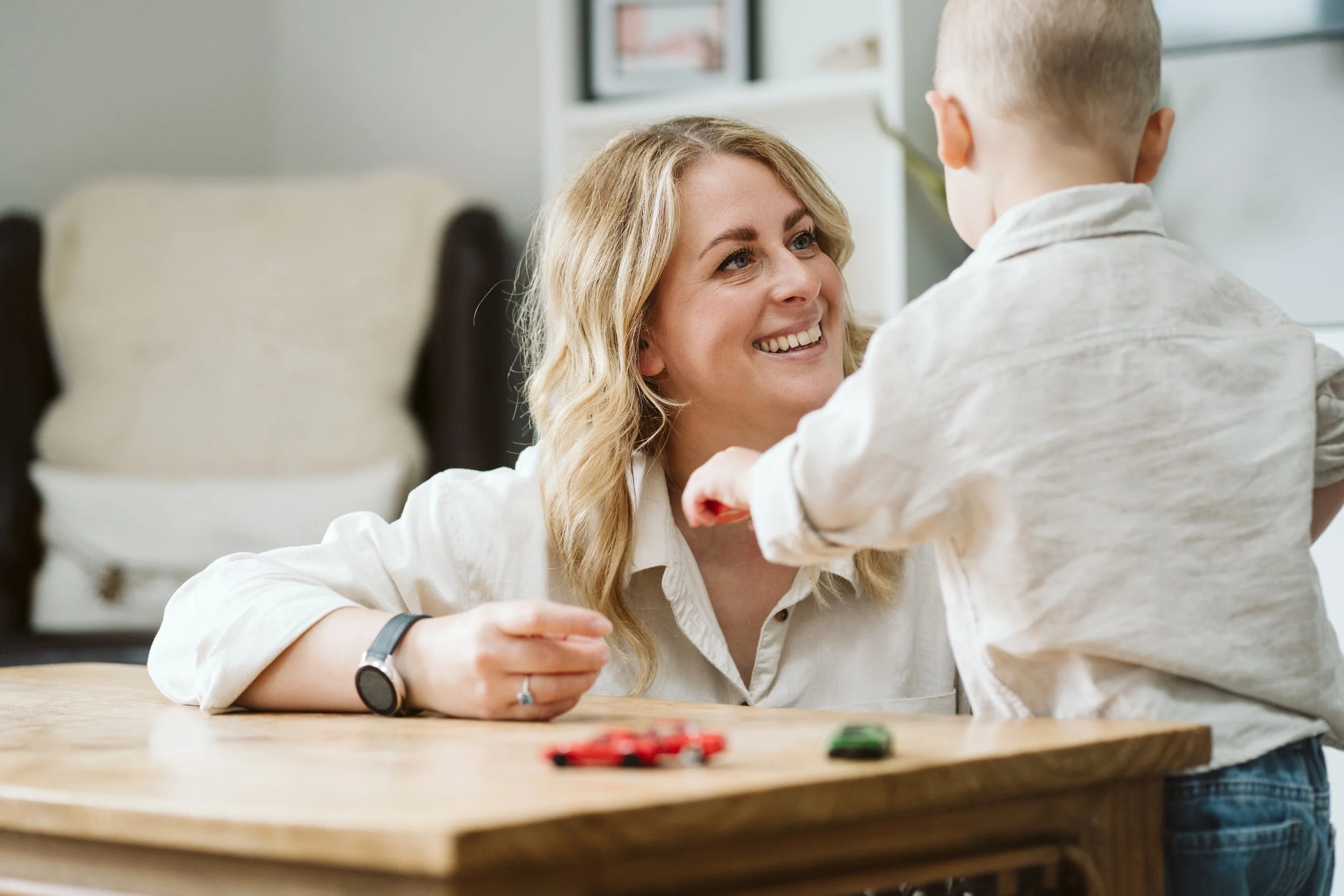 Mum and child enjoying playing together