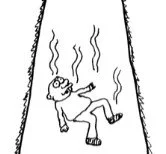 Person lying on the ground with steam or smoke rising from their body, indicating they are very hot or burned.