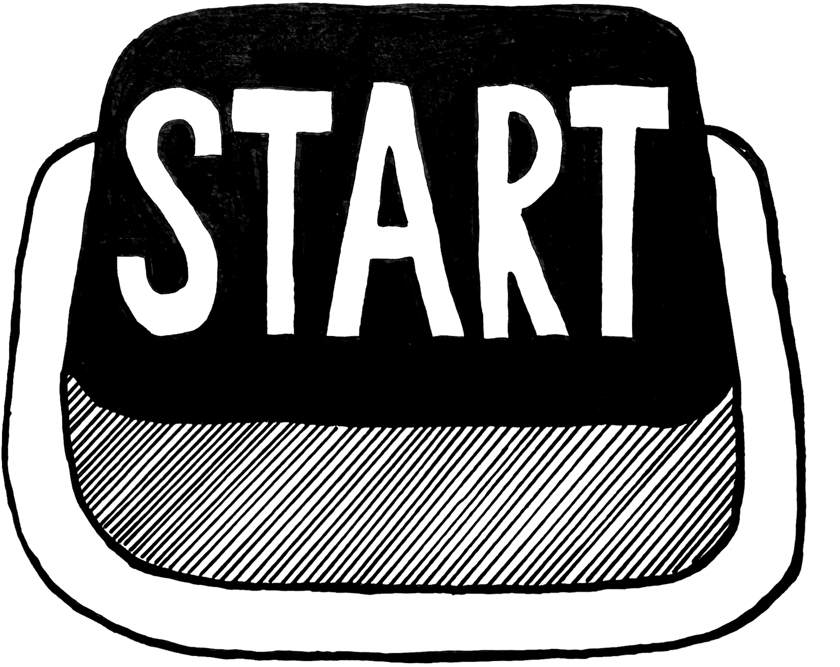 A sketch of a backpack with the word 'START' written on it.