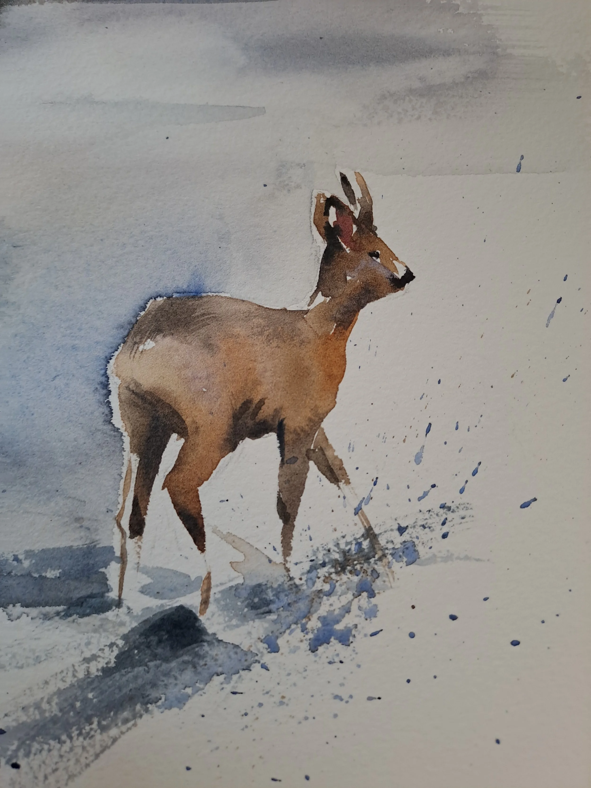 Winter walk, watercolor