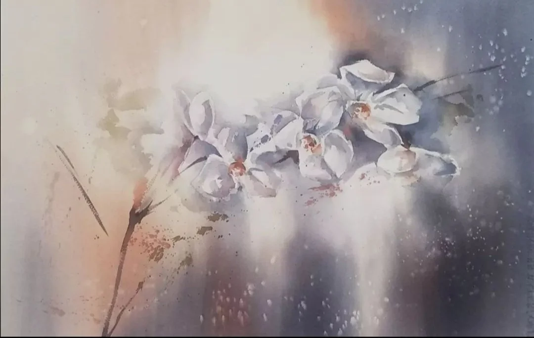 Orchids, watercolor