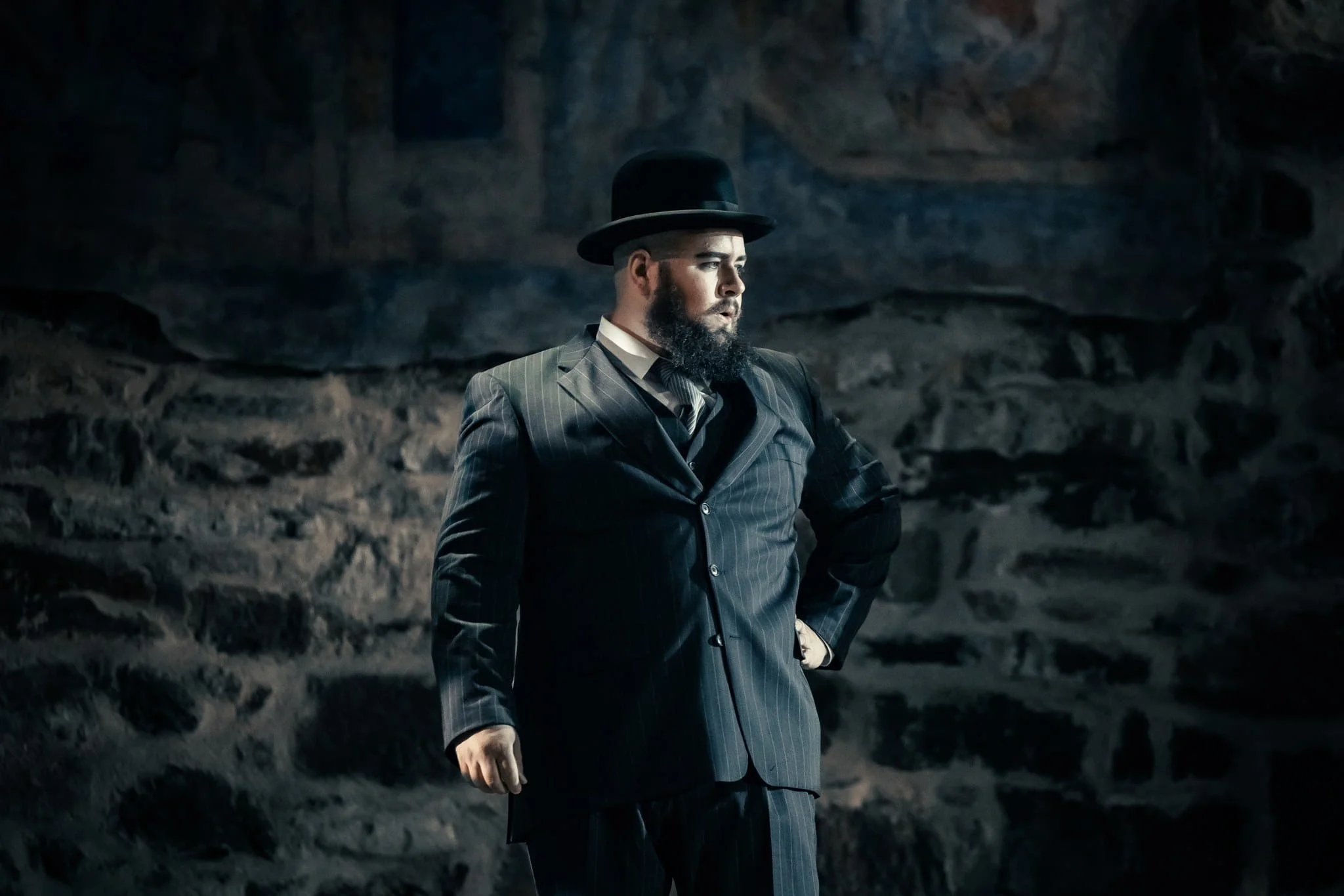 Martin Iivarinen in his role as a Brabantische Edle in the opera Lohengrin, 2024.