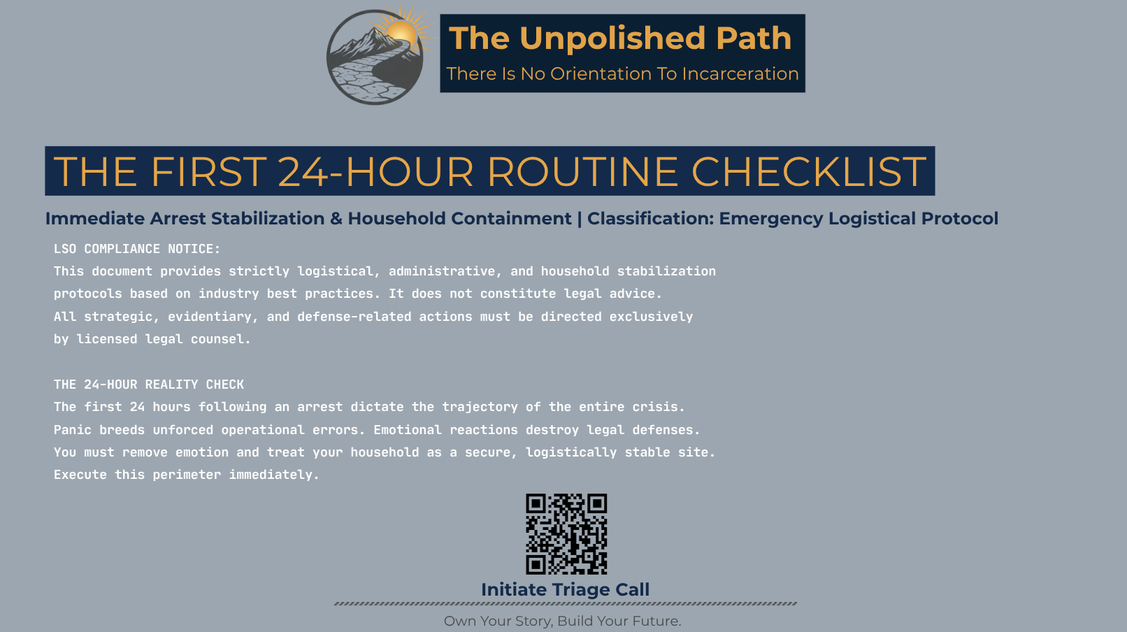 The First 24 Hours Incarceration Routine Checklist