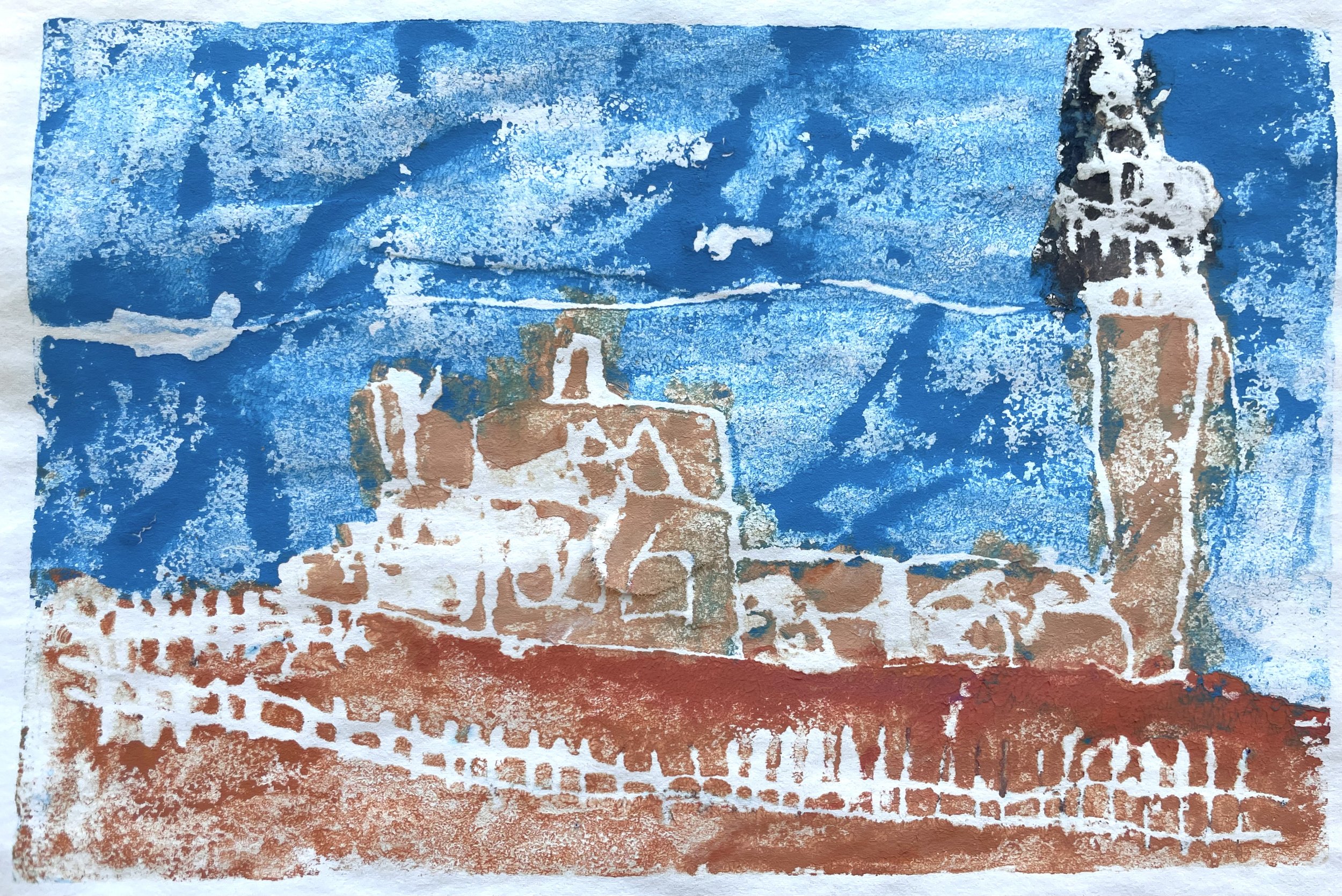 C.D., White Line Print, 5 in x 7 in 