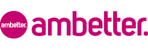Amberter logo in pink and white on a black background.