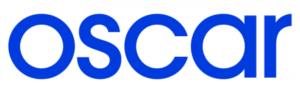 The word 'Oscar' written in blue lowercase letters.