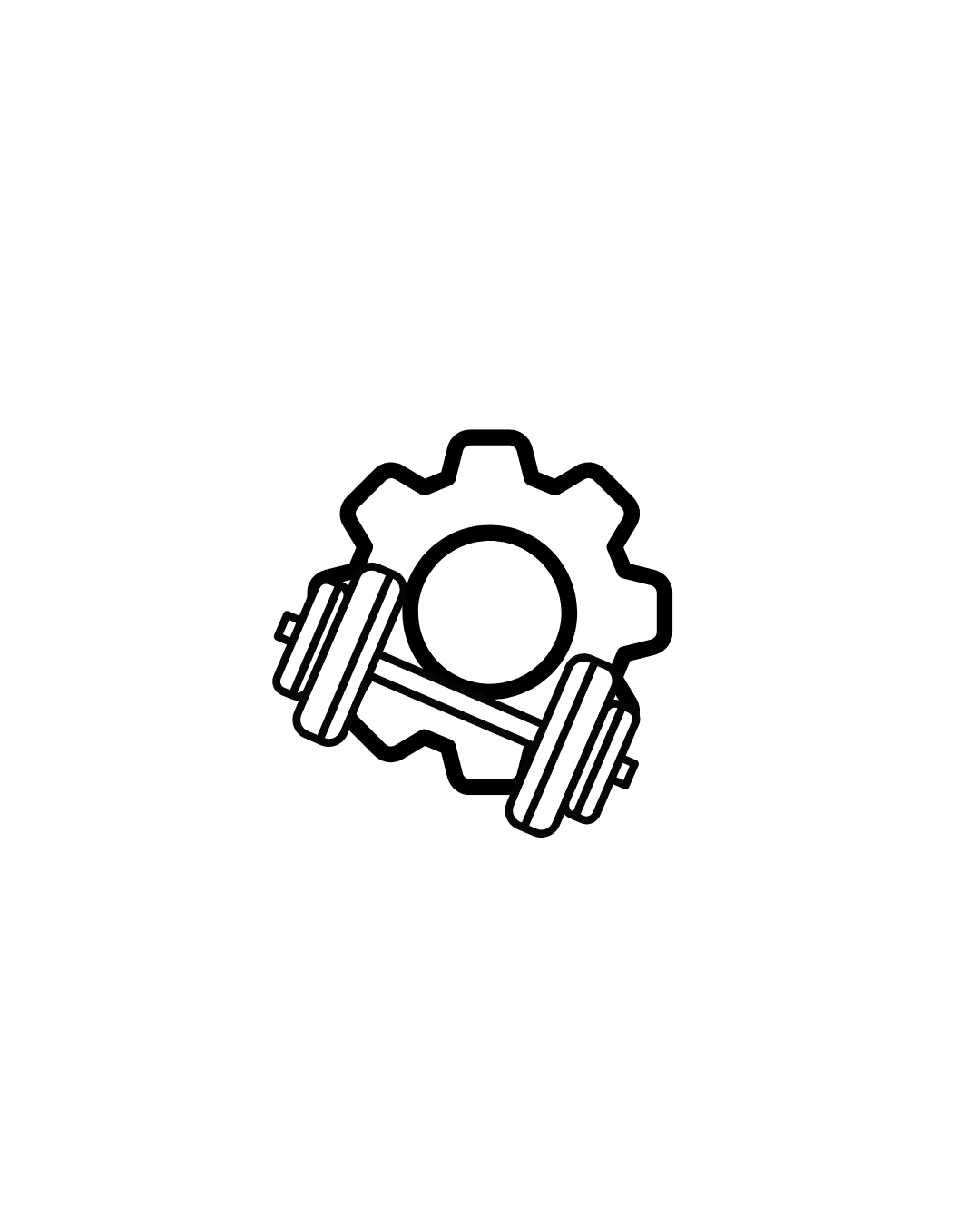Graphic of a gear and a dumbbell.
