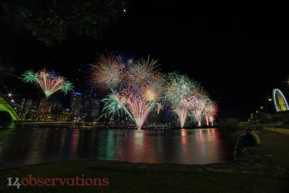 Fireworks celebrating the announcement of Brisbane as the host of the 2032 Olympic and Paralympic Games.
