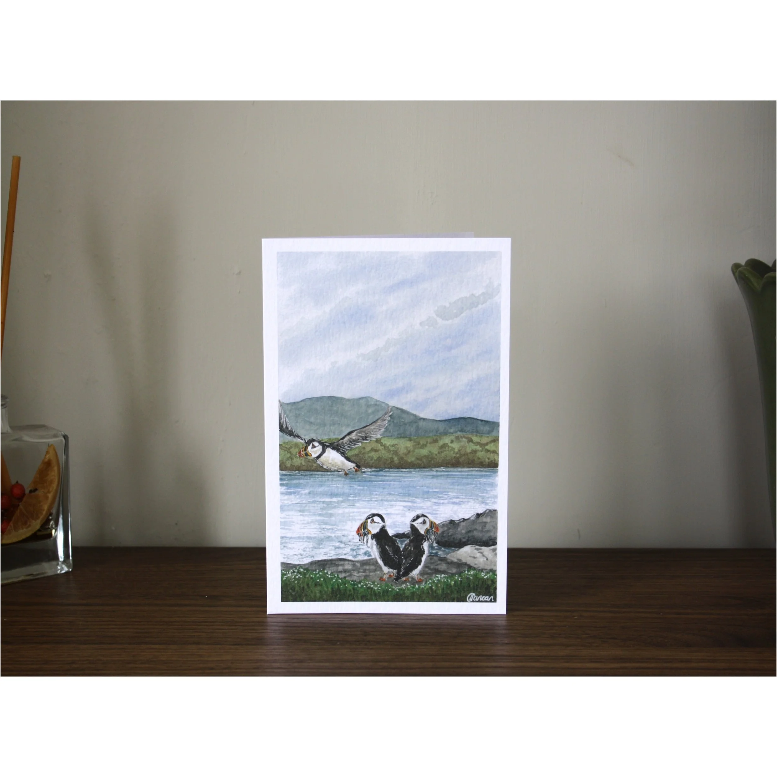 'Farne Island Puffins' Art Card