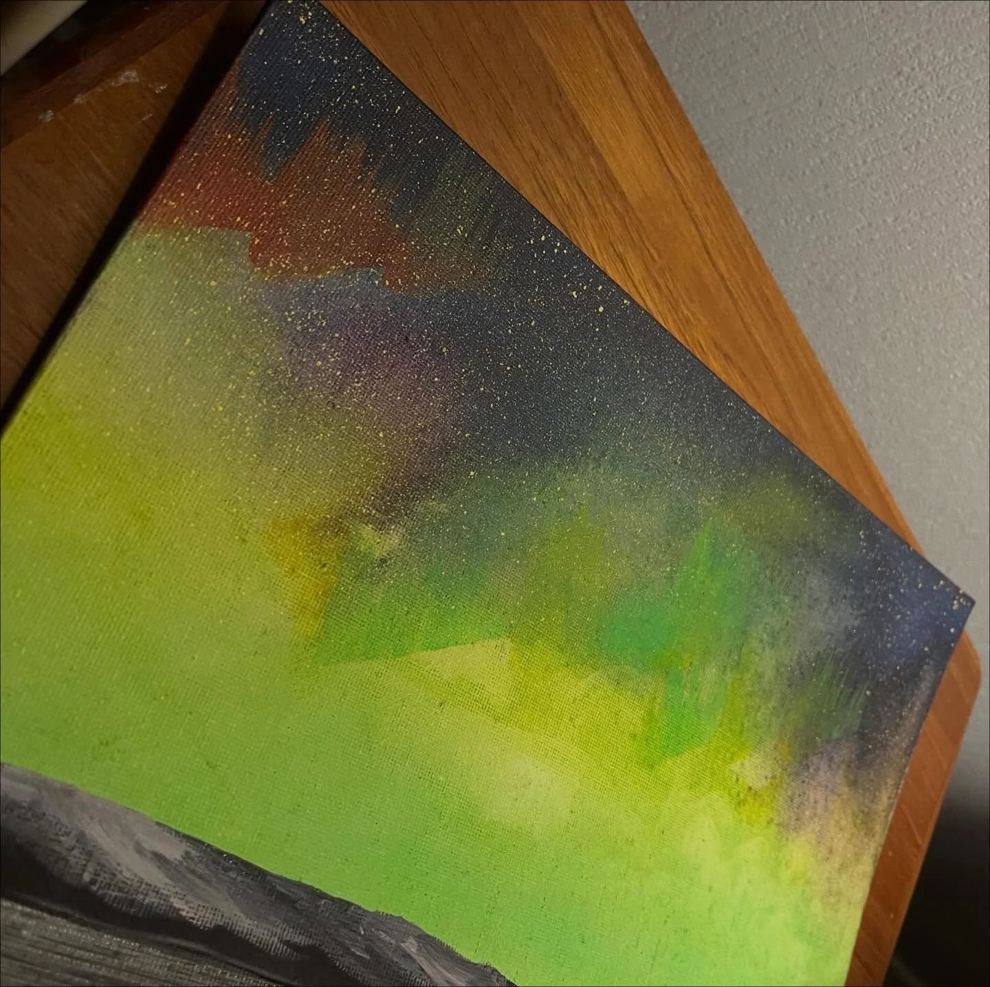 Another glimpse at the new collection launching in February ✨The Northern Lights over the Wirral coast with acrylic ink #wirral #northernlights #originalart