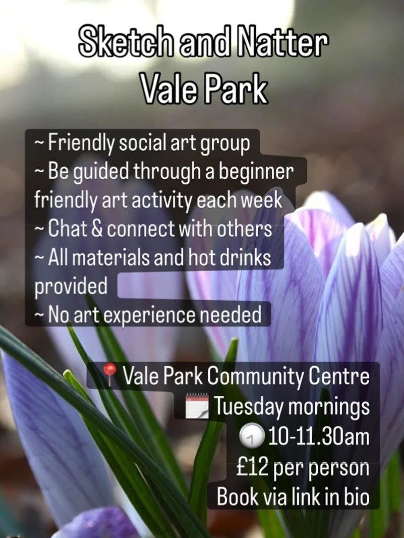 Join our Tuesday morning sessions in Vale Park- such a beautiful venue to do some art ✨

Book via link in bio and DM with any enquiries!

#wirral #newbrighton