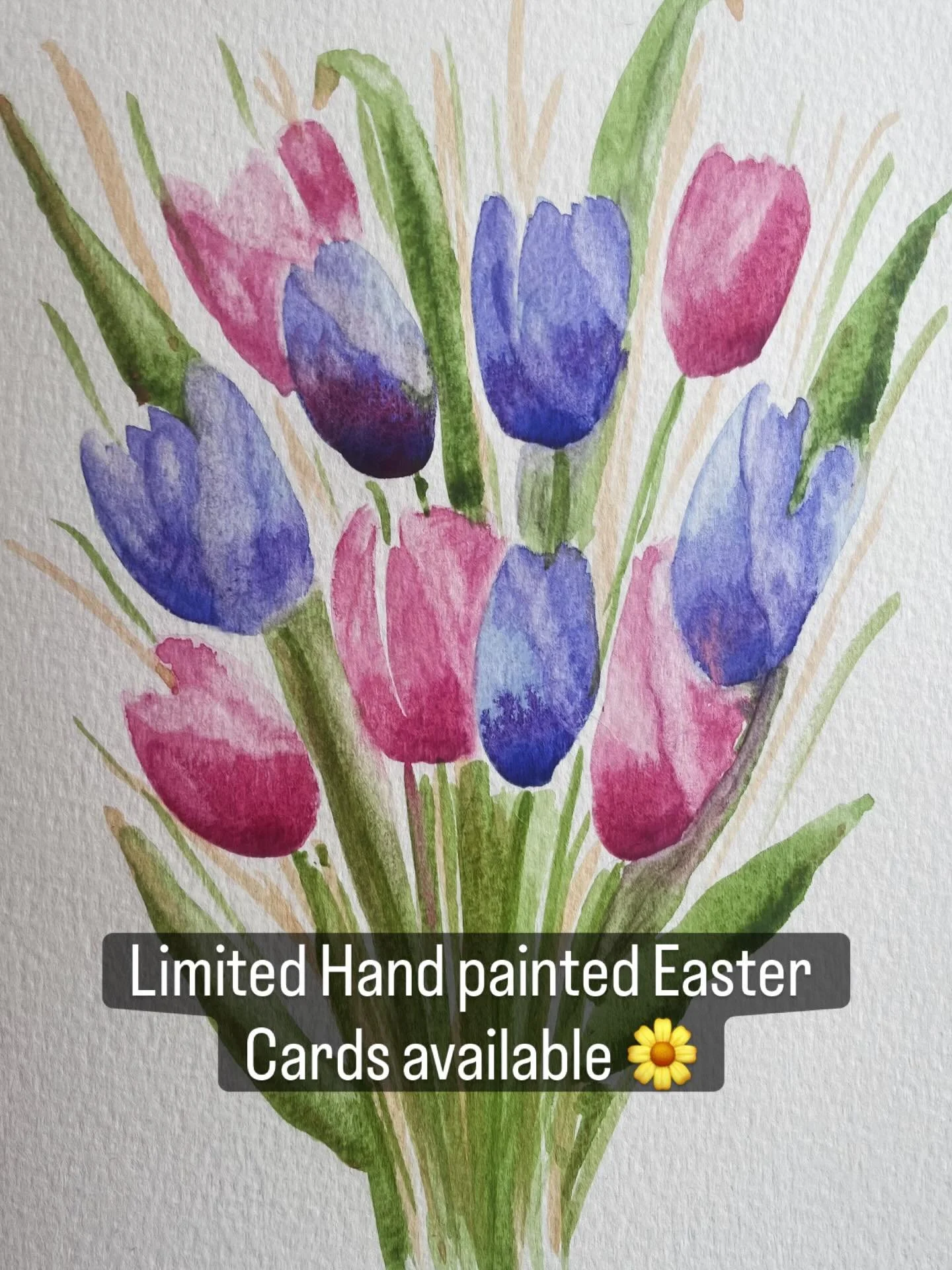 A limited number of hand painted Easter Cards are available to order 
Cards are A5 in size and each depicts a hand painted watercolour of spring flowers 🌹 

The cards will be available to purchase at the Village Gallery Afternoon~ Saturday 28th Marc