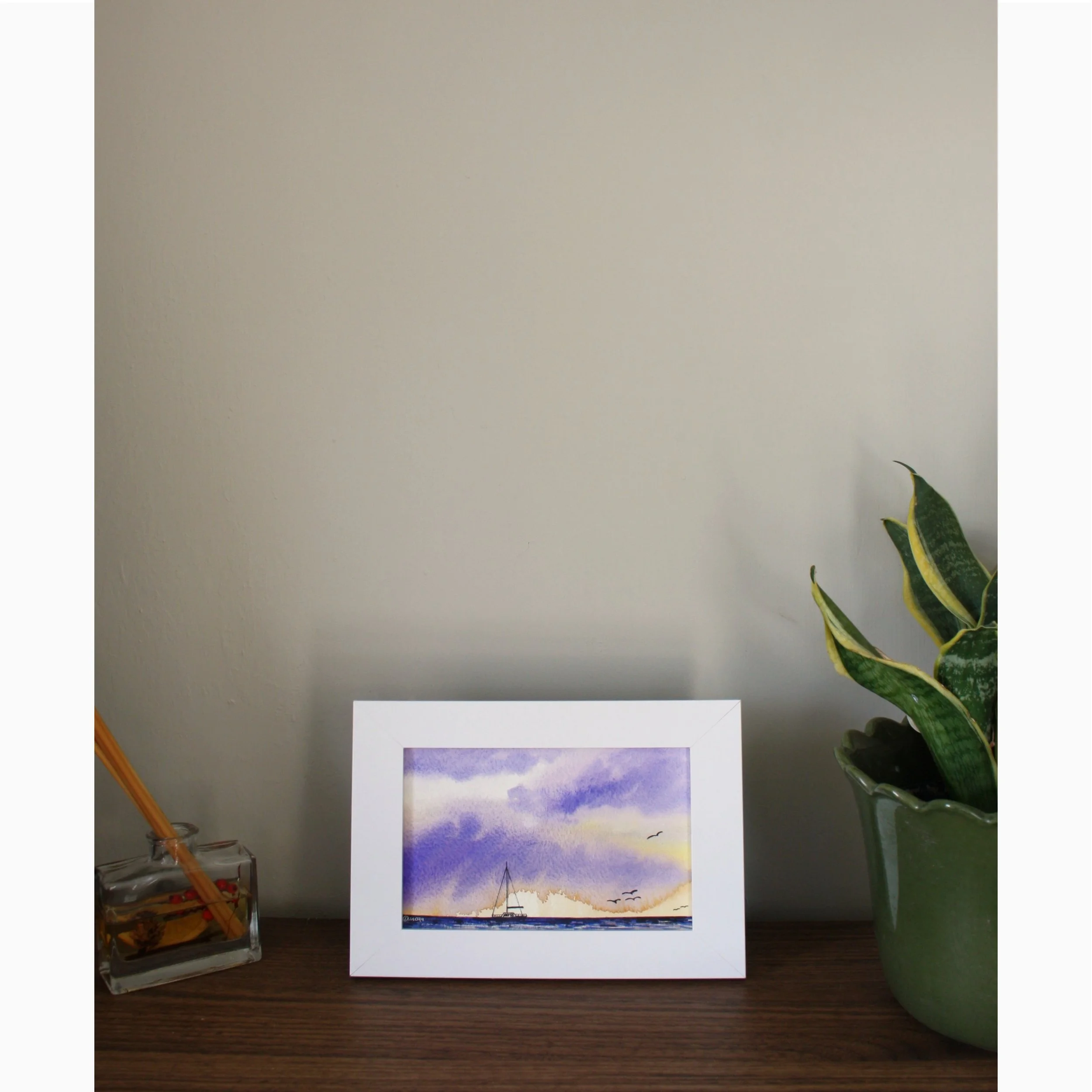Signed and Framed Original; Mini Sunset Watercolour