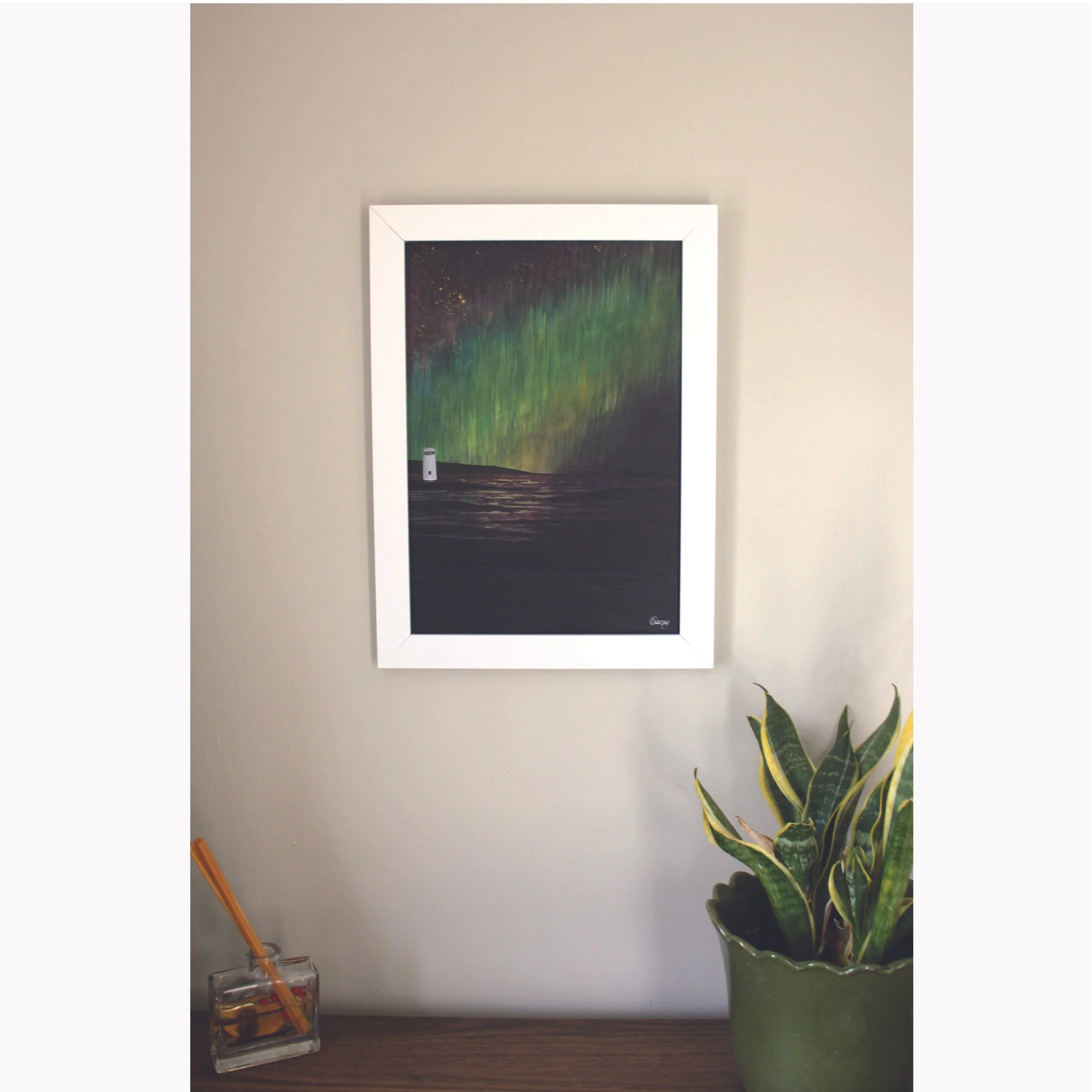 Signed Original; Northern Lights over the Wirral coastline