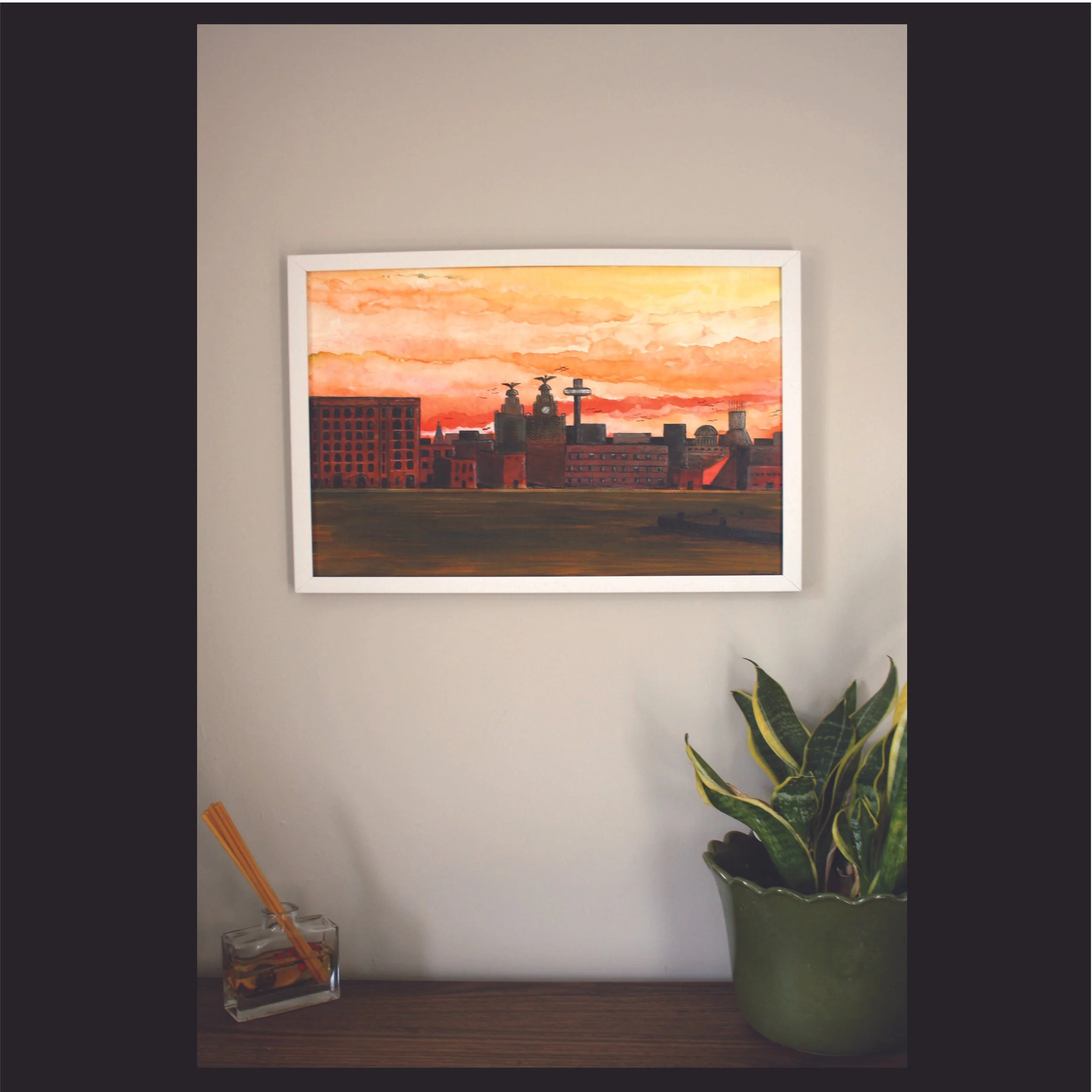 Signed Original; Sunrise over Birkenhead Docks from Duke Street Bridge