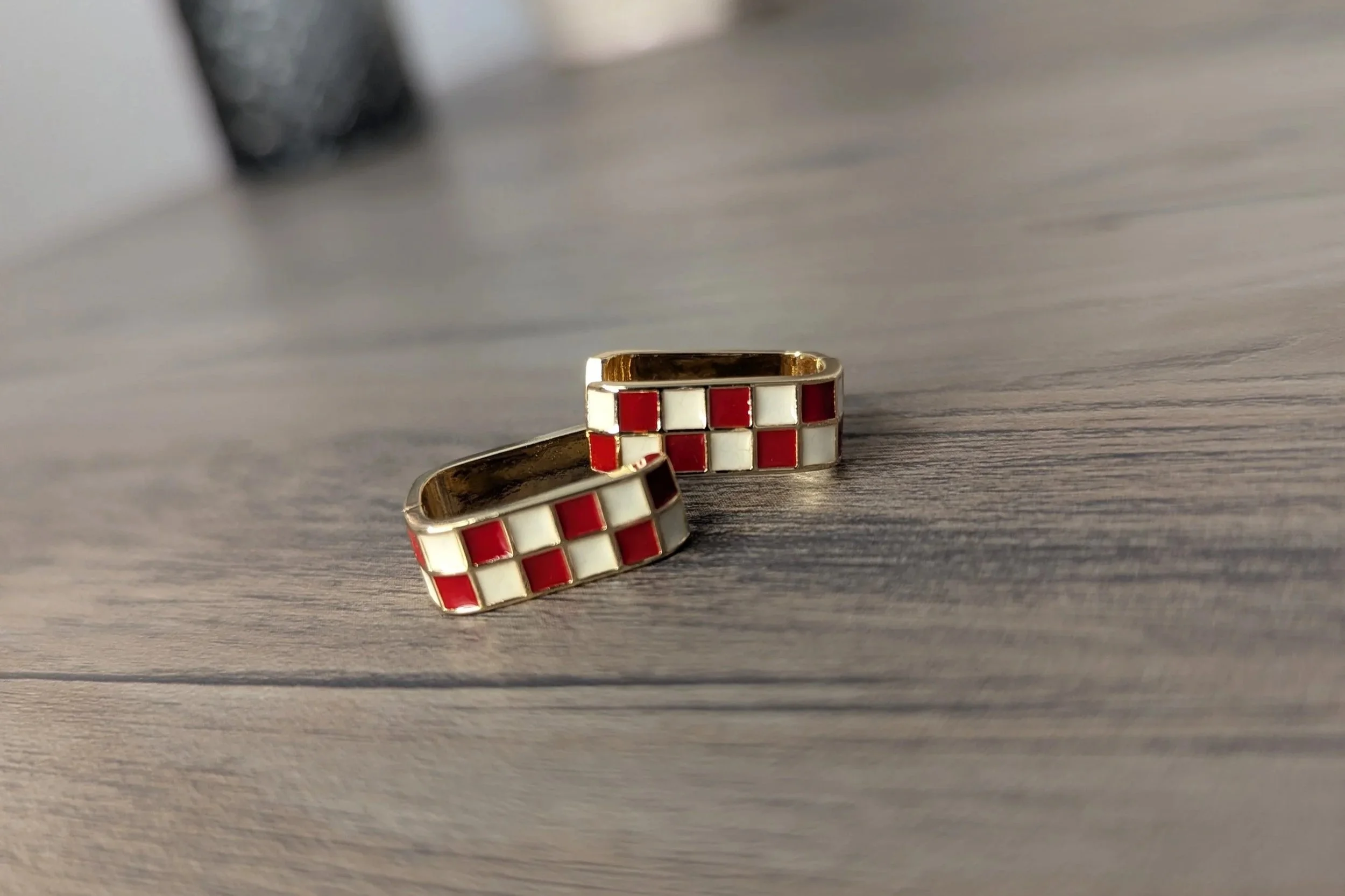 Checkered Huggie Hoops (Multiple Colors)