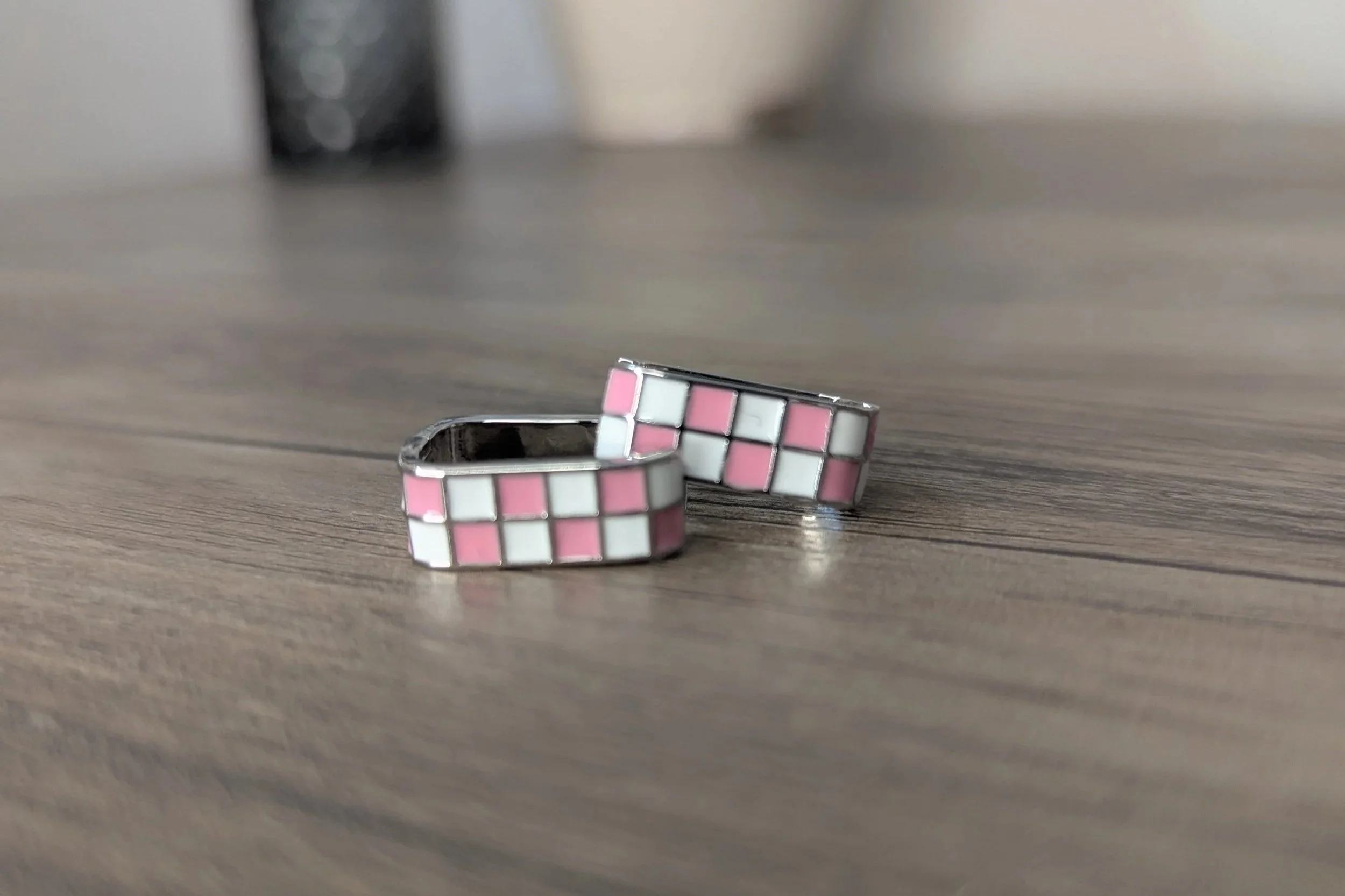 Checkered Huggie Hoops (Multiple Colors)