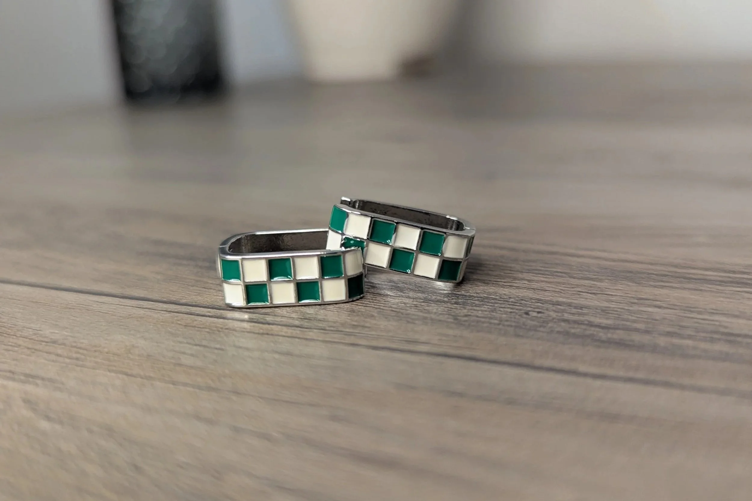 Checkered Huggie Hoops (Multiple Colors)