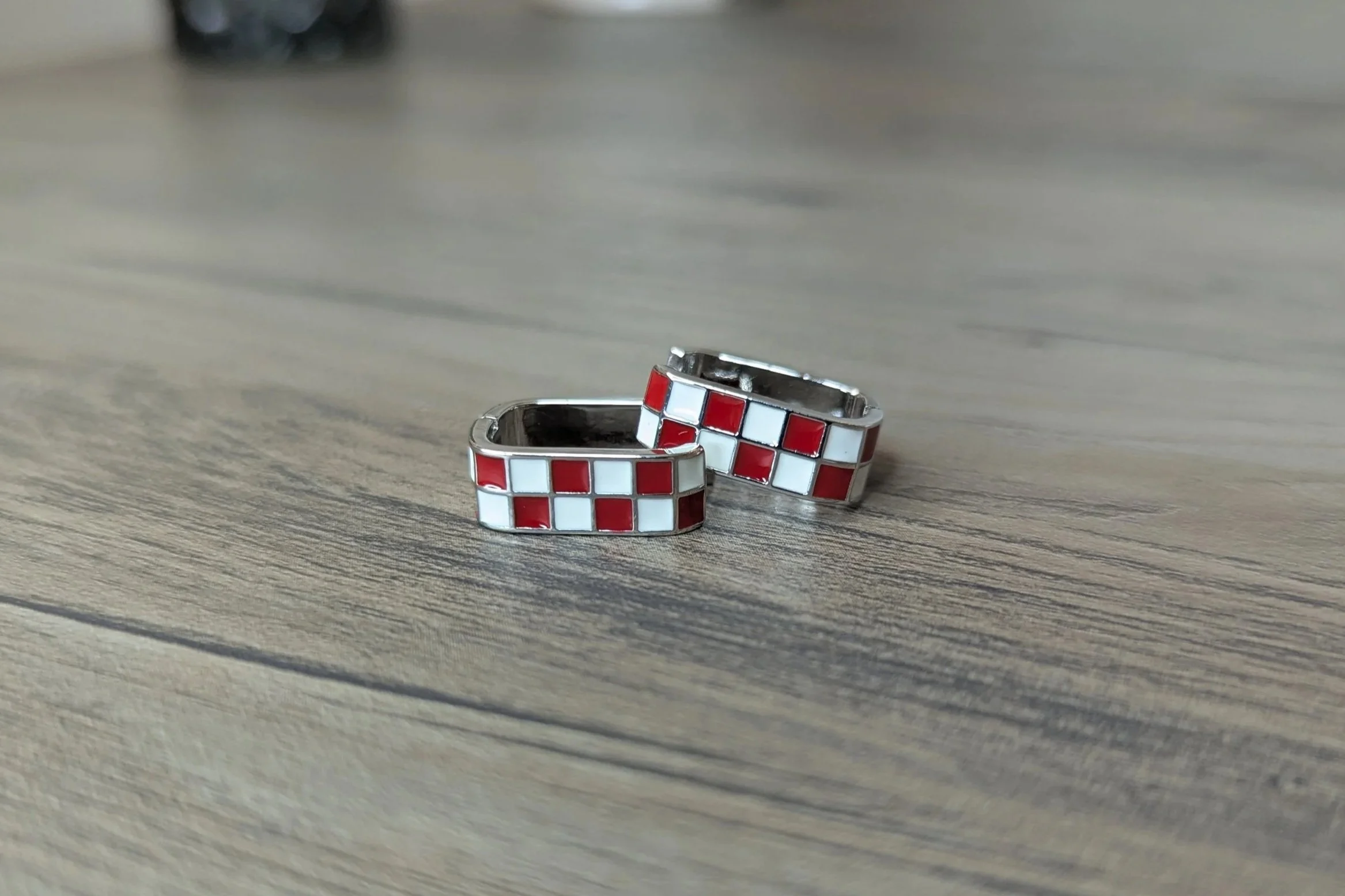 Checkered Huggie Hoops (Multiple Colors)