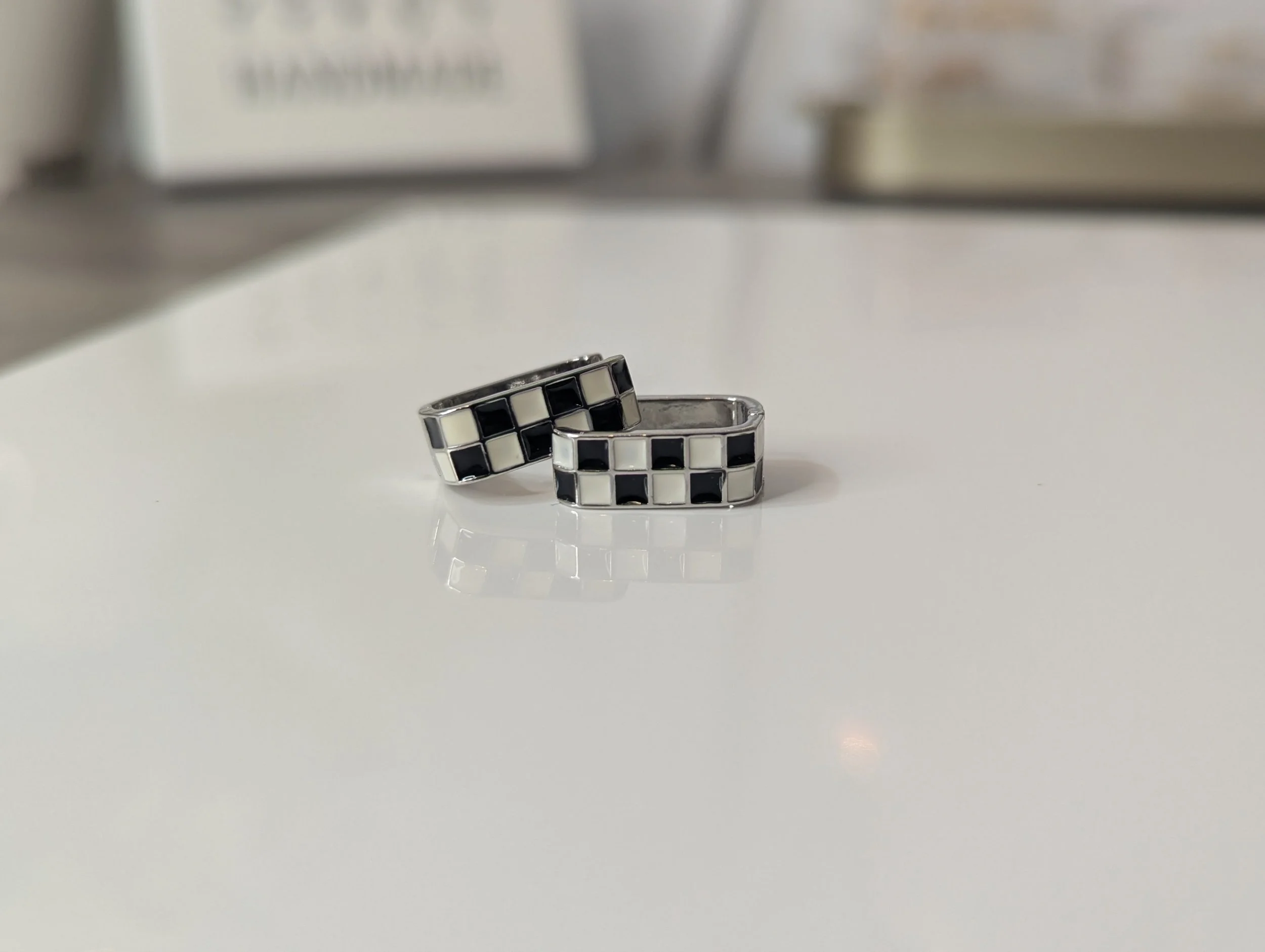 Checkered Huggie Hoops (Multiple Colors)