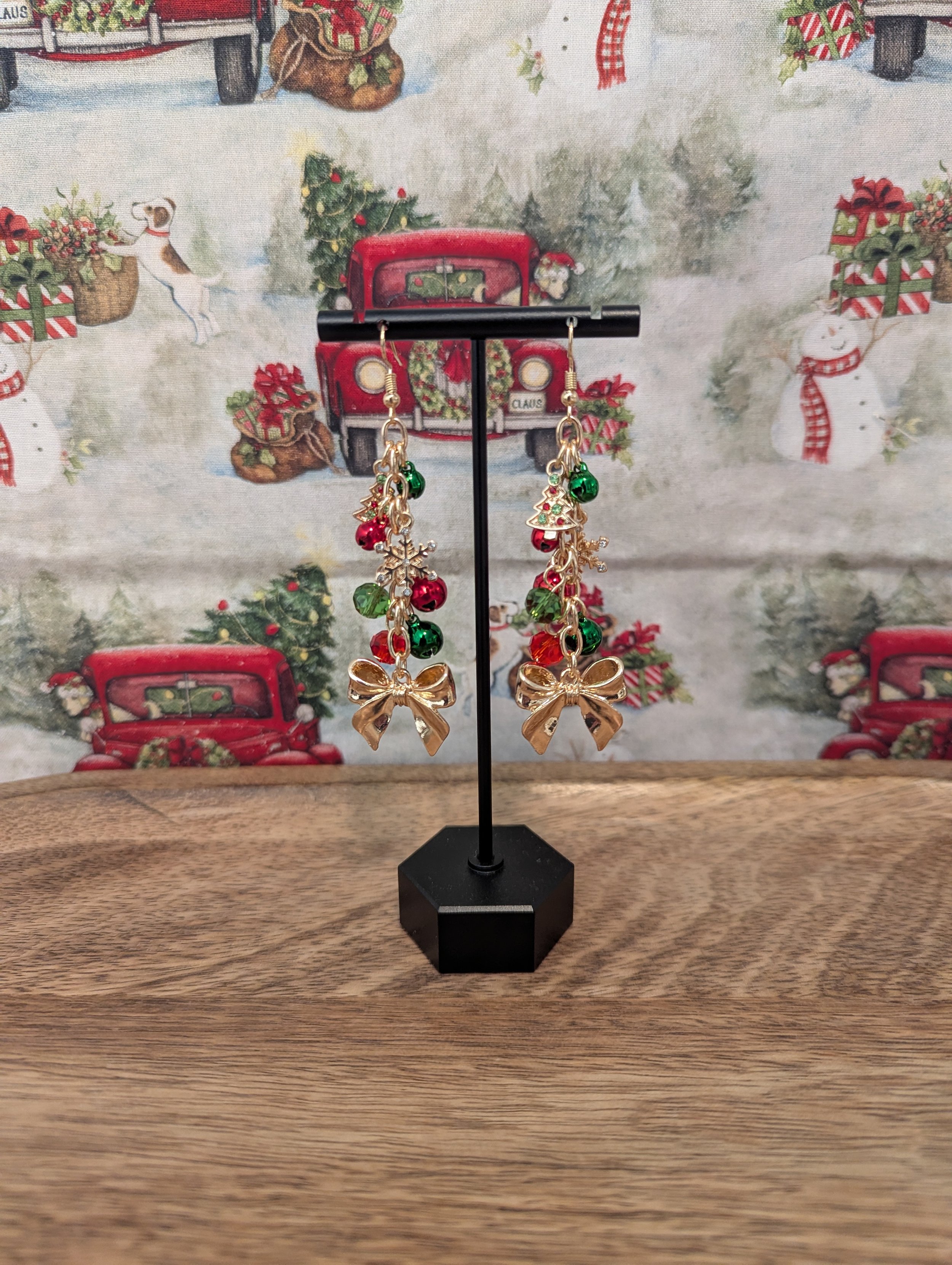 Rhinestone Tree & Snowflake Jingle Earrings