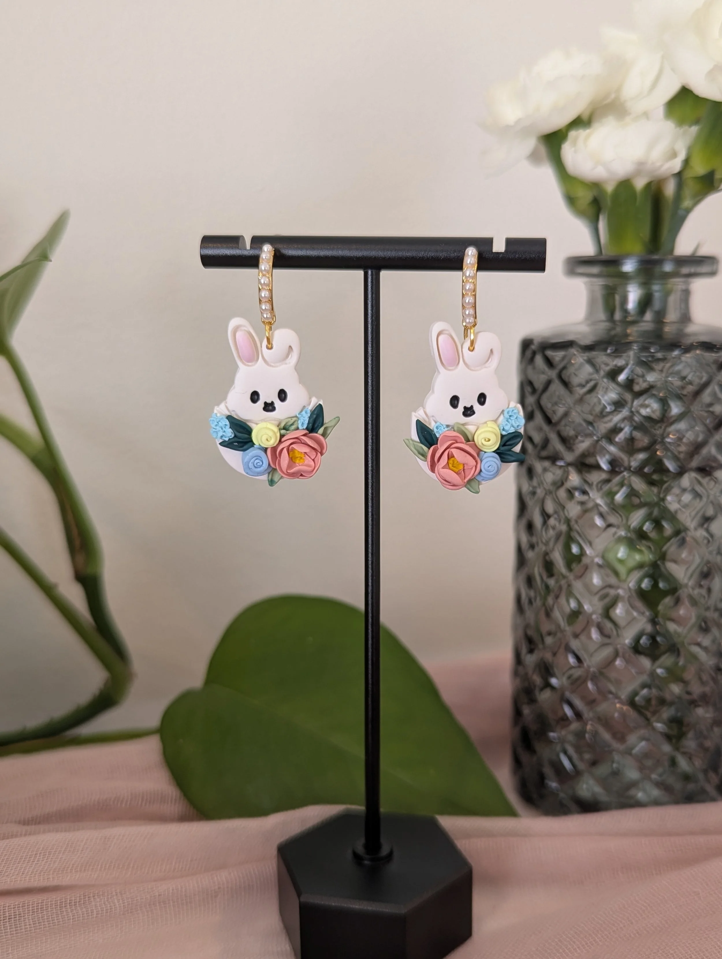 Floral Easter Bunny Dangles