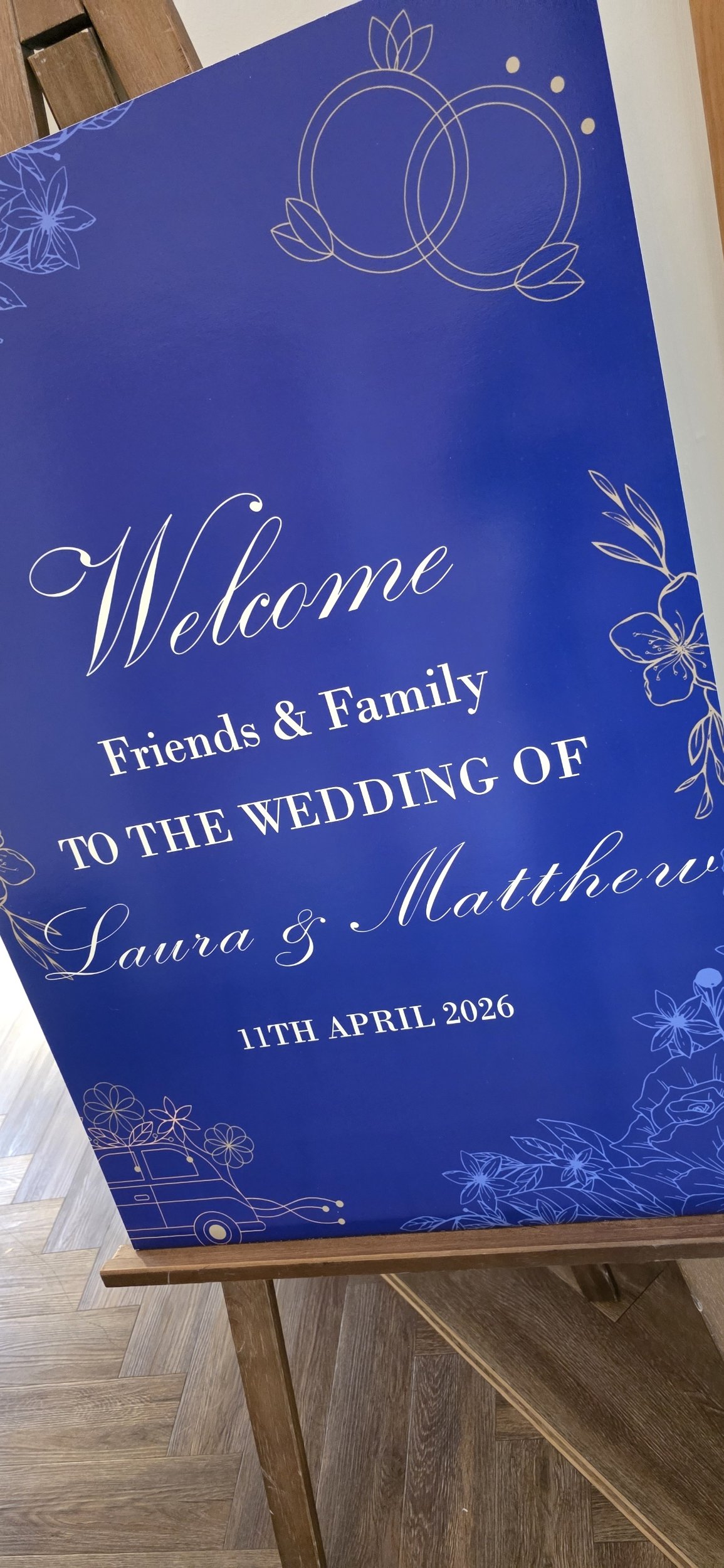 Wedding board, wedding welcome board, printed, bedfordshire, bedford, hitchin, hertfordshire