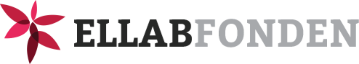 ELLABFONDEN logo in black and gray letters and a red and black leaf graphic to the left.