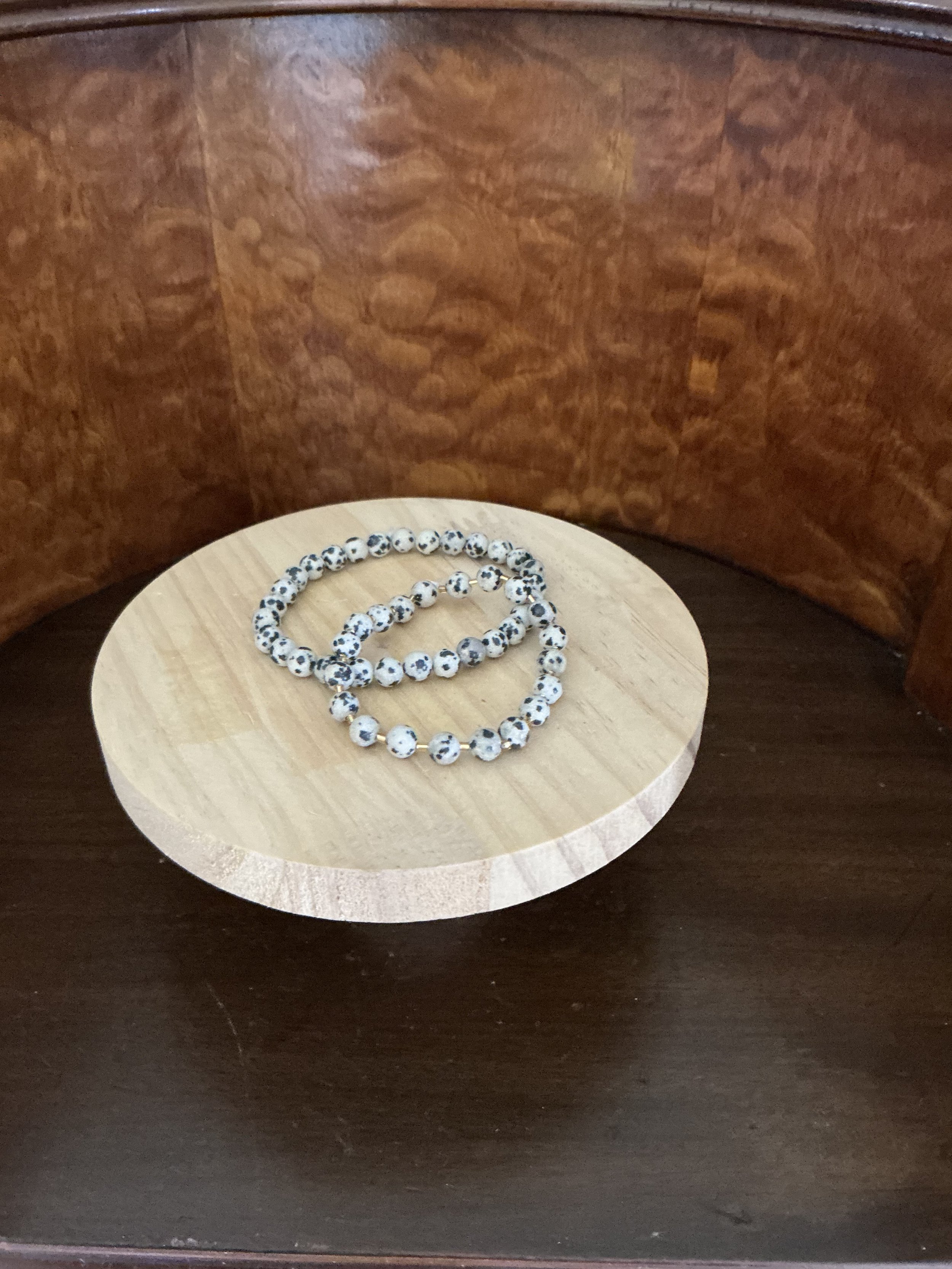 Jasper Dalmatian Bead Bracelets
