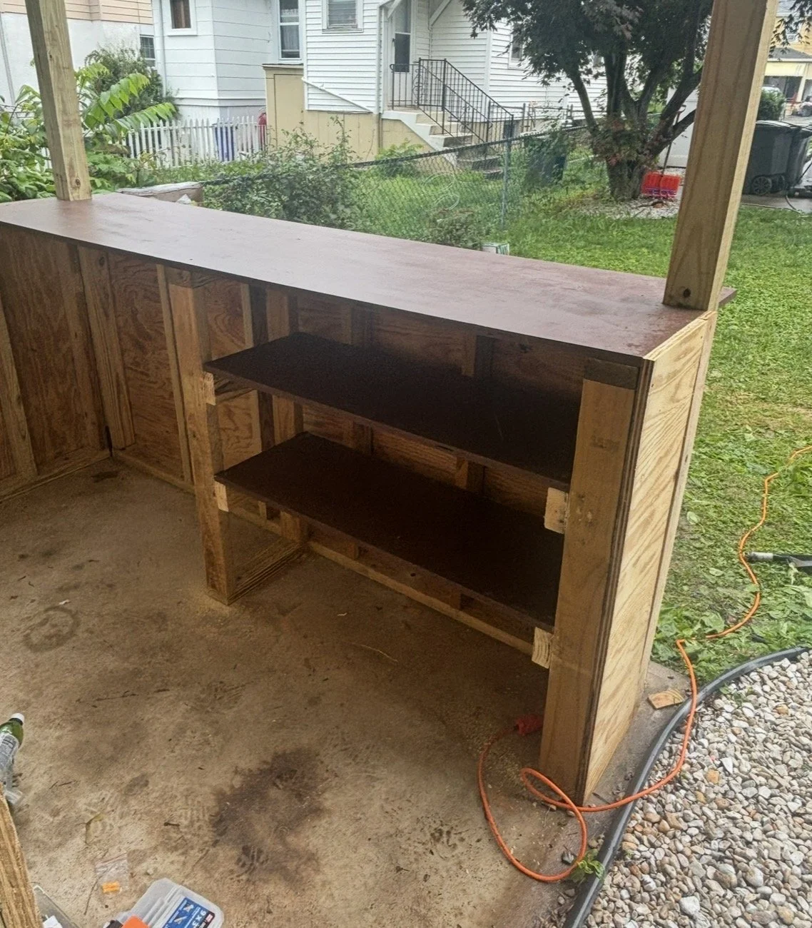 Shelving inside bar