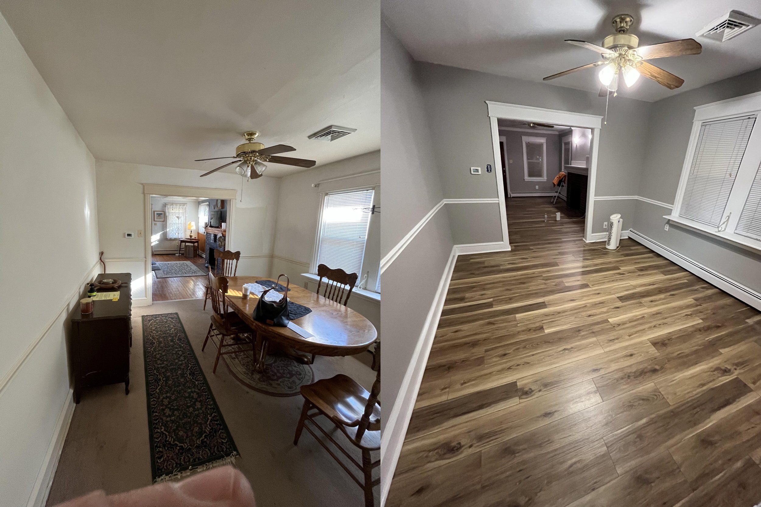 Remodeled living room and dining room