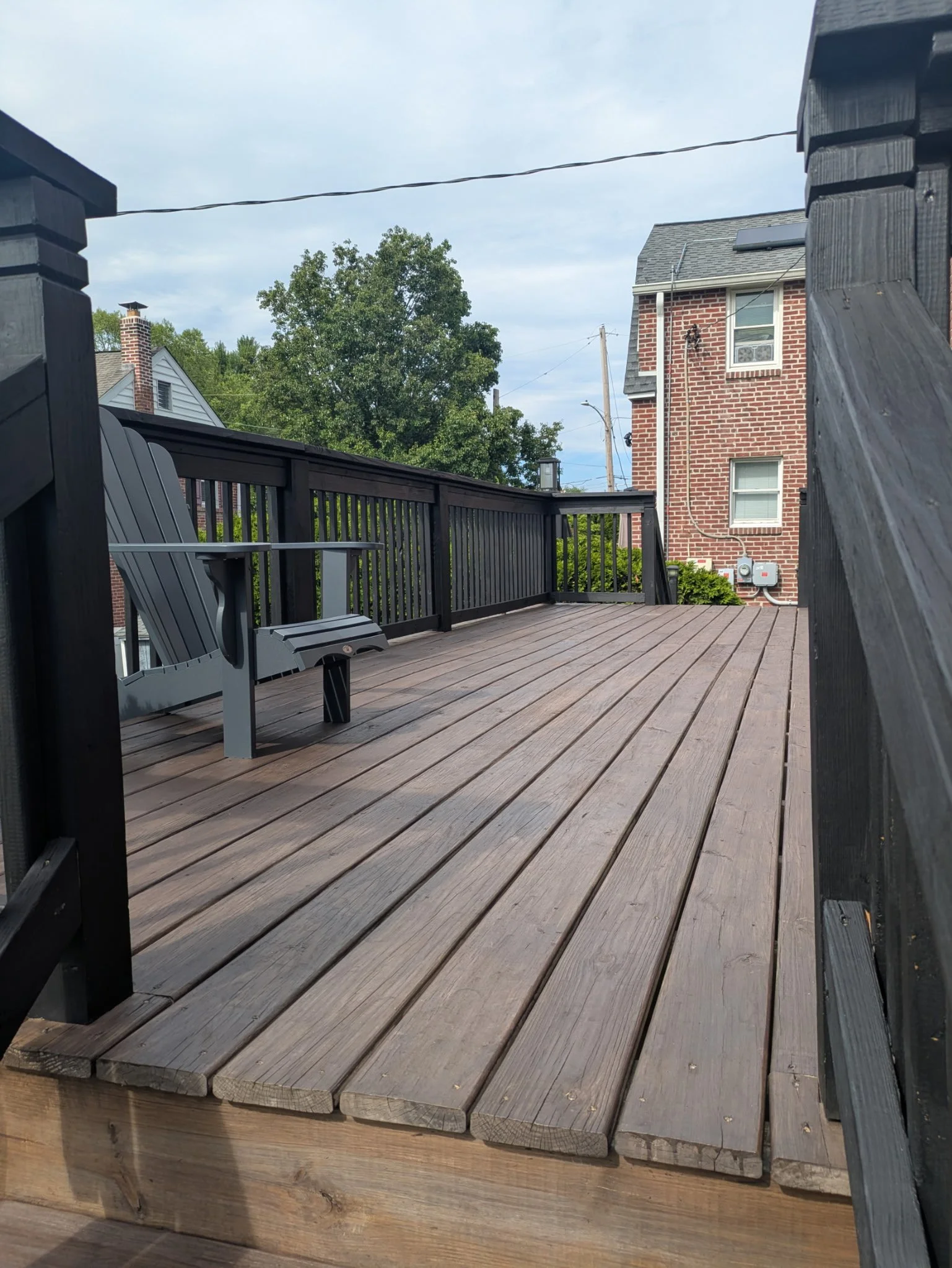 Freshly Stained deck, stairs, and railings. Delaware County PA