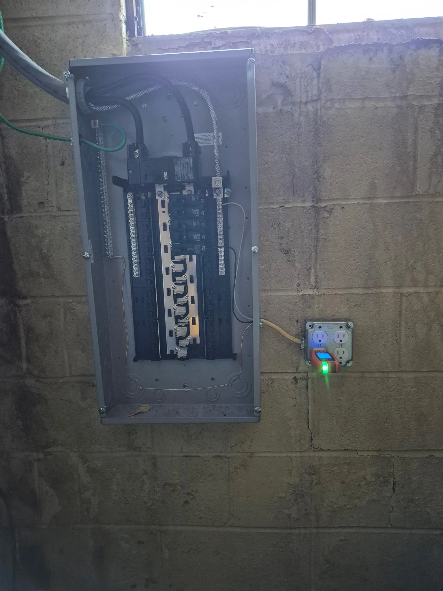 Temporary electrical panel with dedicated outlet so water damaged building can safely be restored. Delaware County PA
