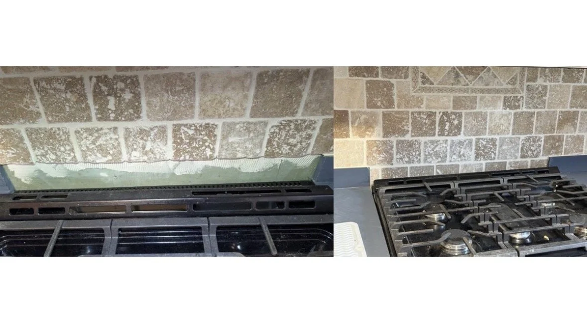Oven was replaced. The new oven had a lower profile and the backsplash needed to be extended while matching the existing tile. 
Swarthmore PA