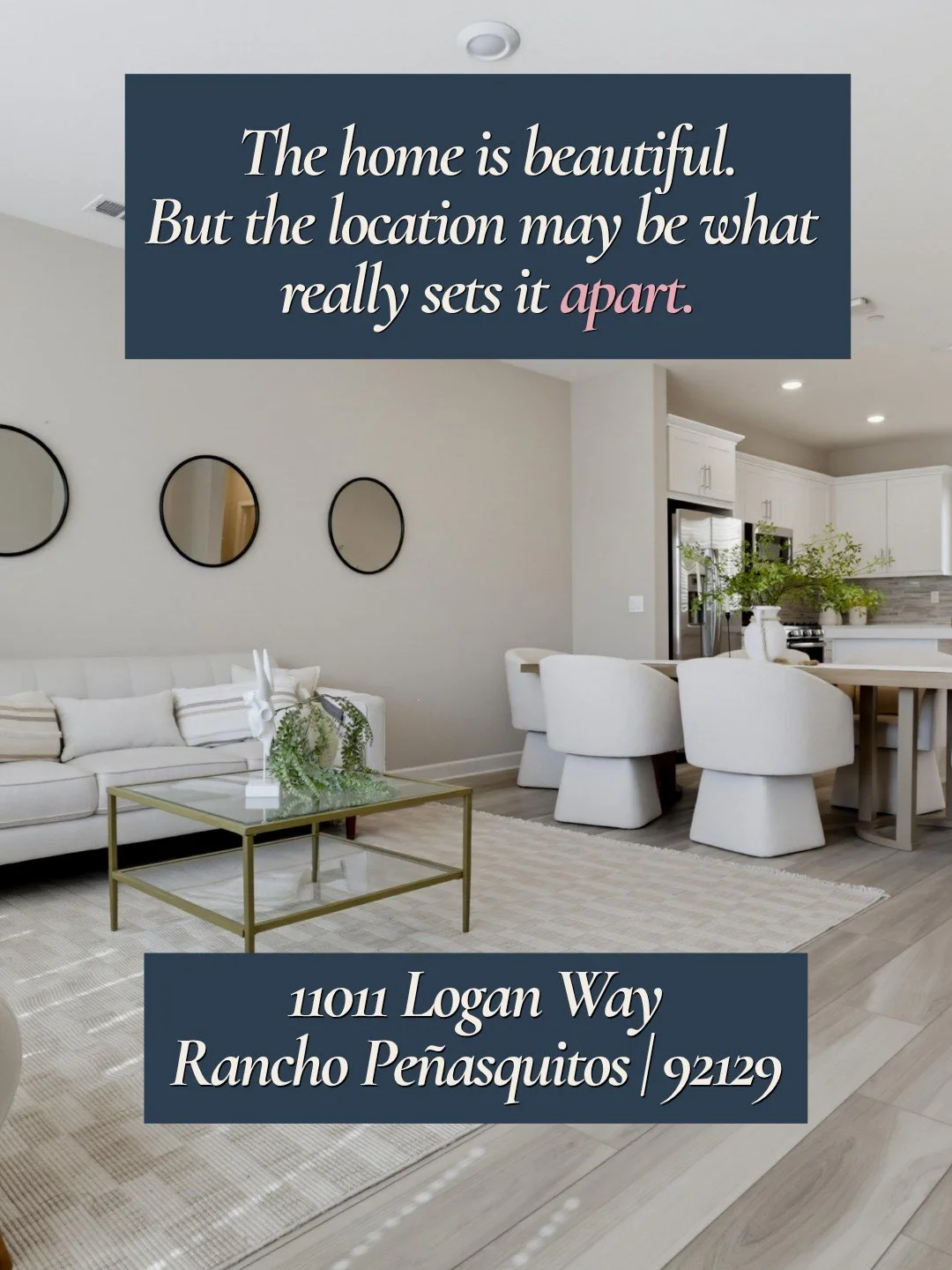 A beautiful home matters. But so does what your everyday life looks like once you step outside the front door.

That&rsquo;s one of the things I really like about 11011 Logan Way in Pacific Village.

You&rsquo;re close to the Rancho Pe&ntilde;asquito