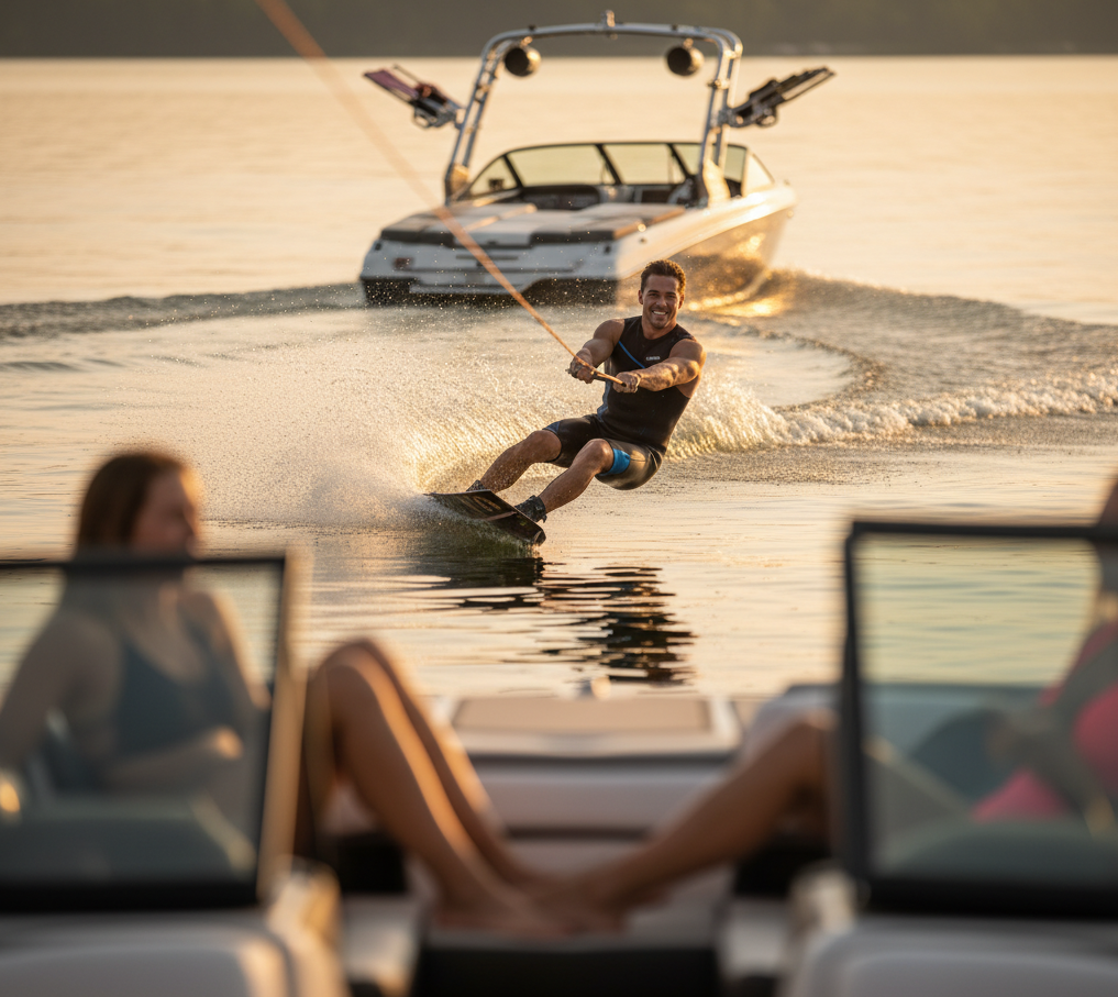 Book private wakesurf and wakeboard sessions with Wake and Fun on Lake Travis or Lake Austin. Austin boat tours, expert captain, top wake, boards included, all levels.