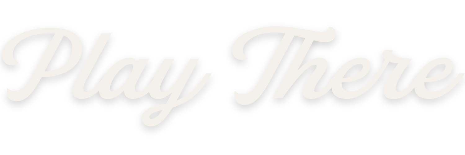 Text saying 'Play There' in a white script font on a transparent background.