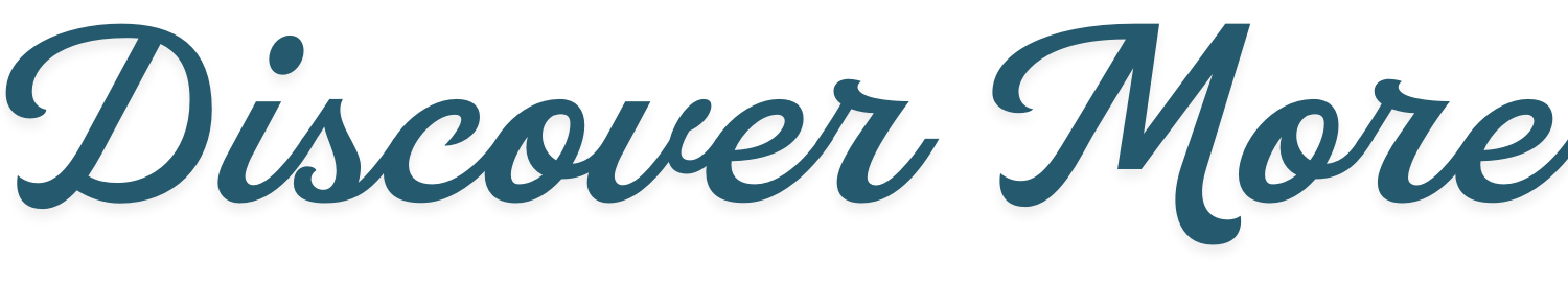 The image shows a logo with the text 'Discover More' in a cursive font, colored in dark teal.
