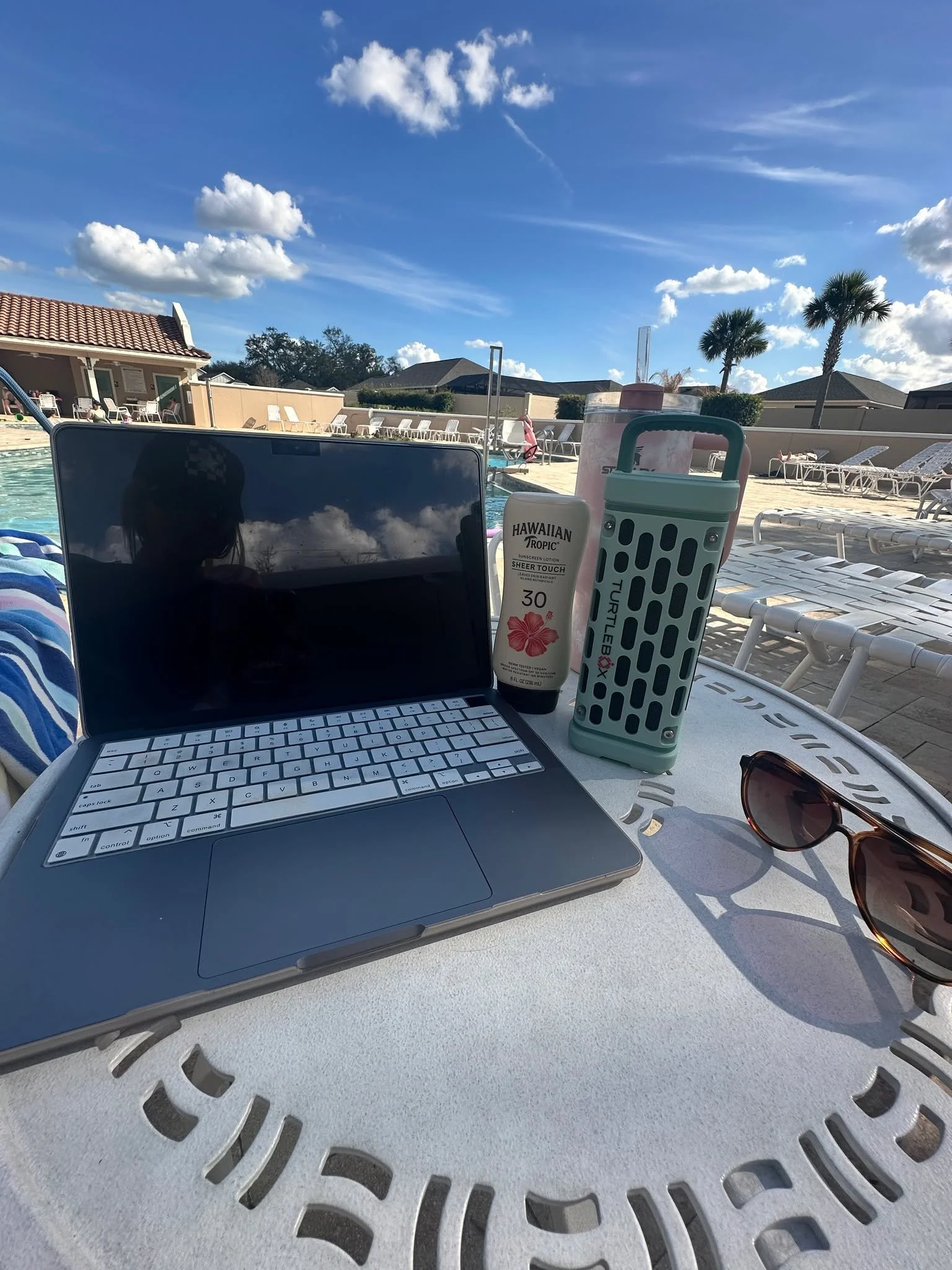 Today's office view...Wedding Timelines, Palm trees, and a Pool.

Just because I am on vacation doesn't mean the planning stops.  One thing I truly believe in as a wedding planner &amp; event coordinator is that great communication between planner an